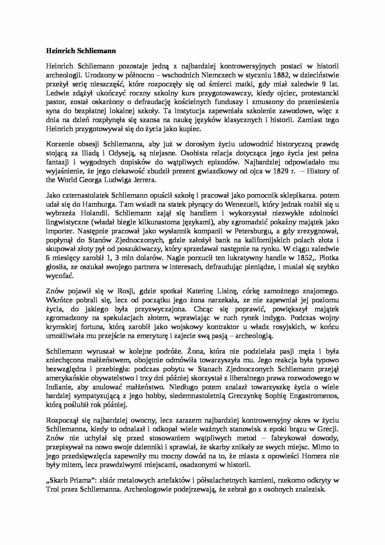 Heinrich Schliemann - omówienie - strona 1