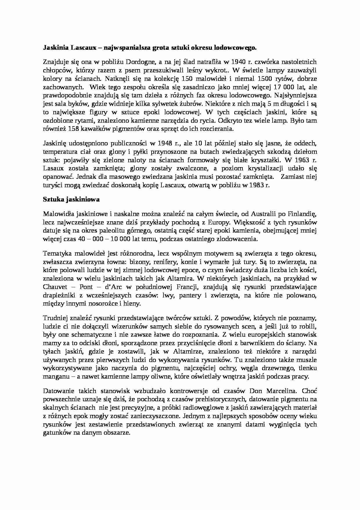 Jaskinia Lascaux - omówienie - strona 1