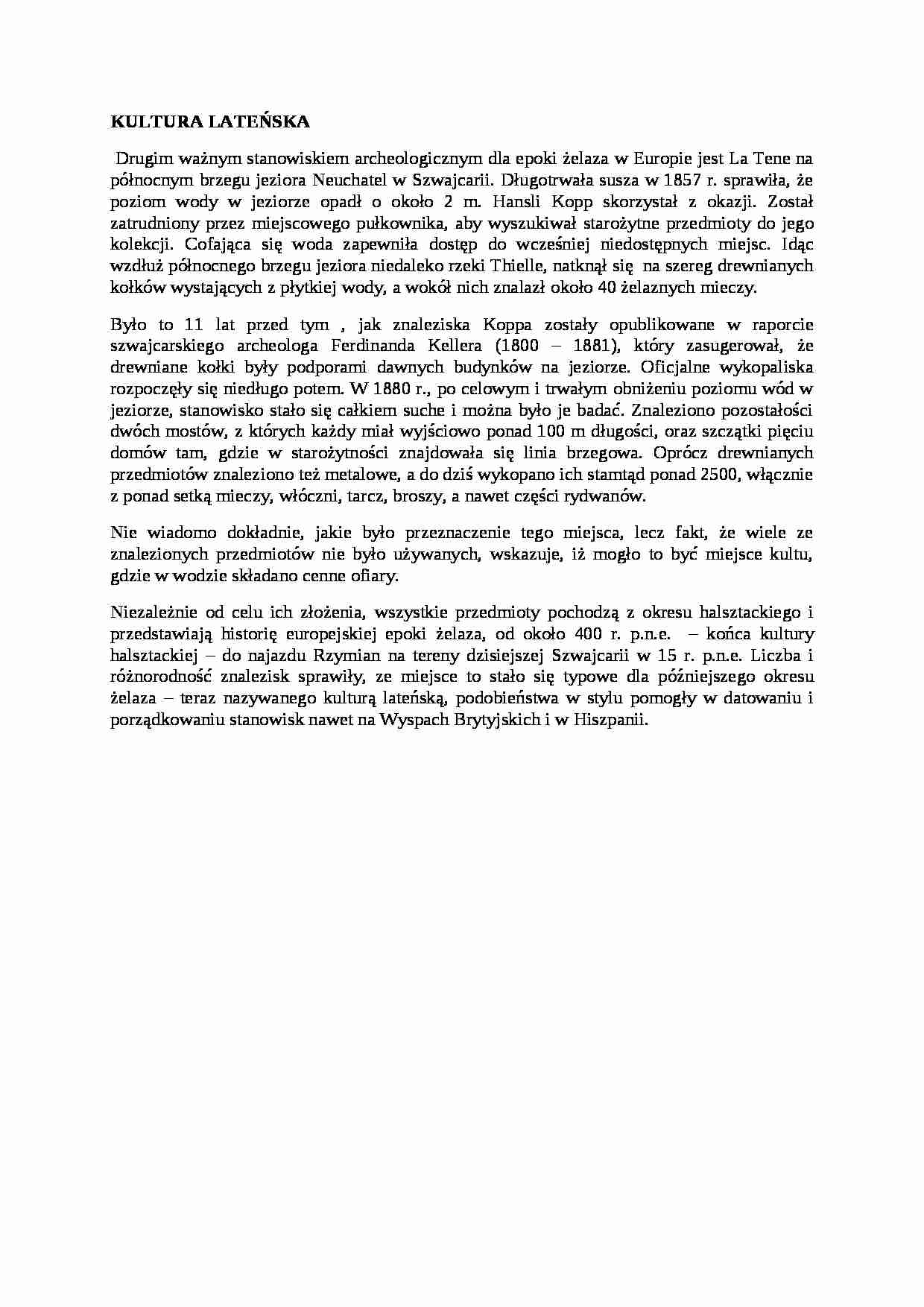 Kultura Lateńska - omówienie - strona 1