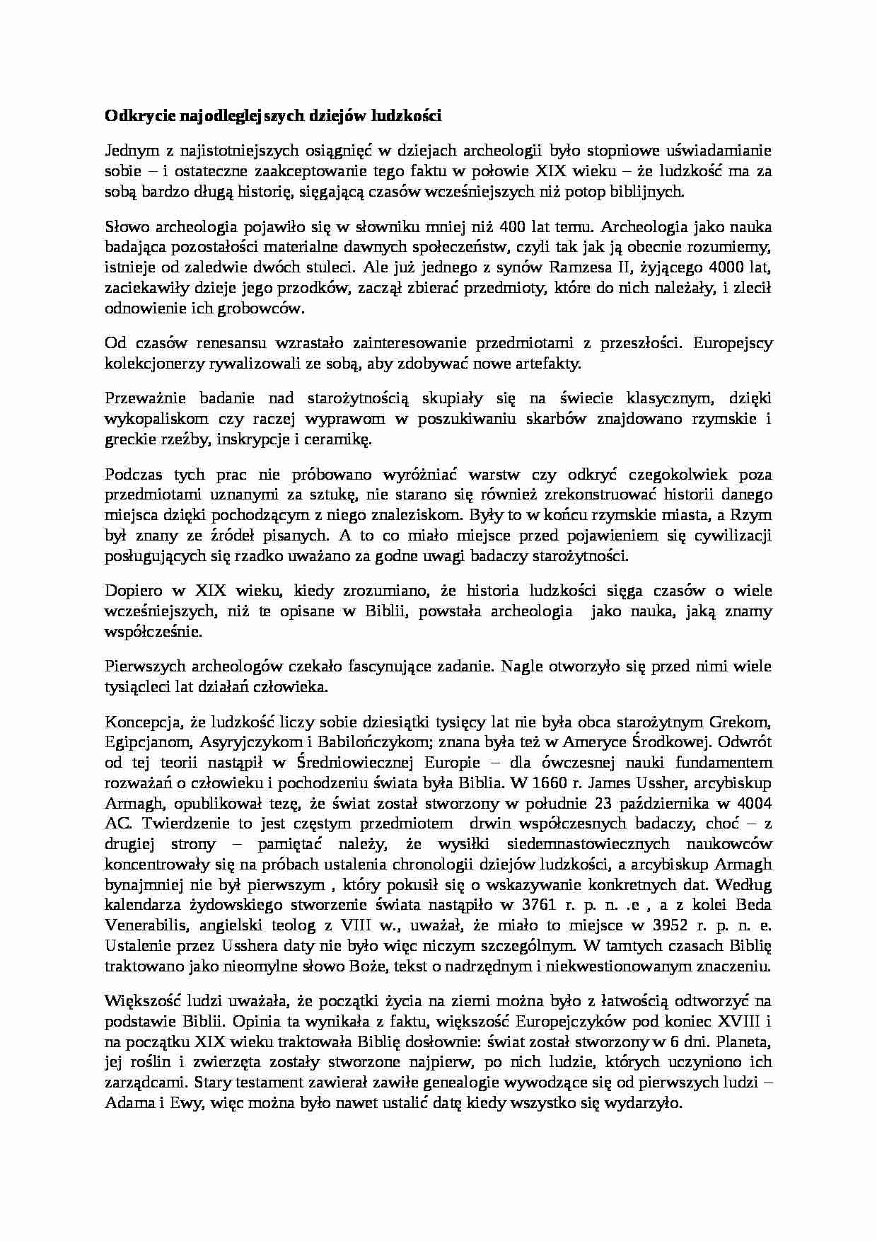 Odkrycie najodleglejszych dziejów ludzkości - omówienie - strona 1