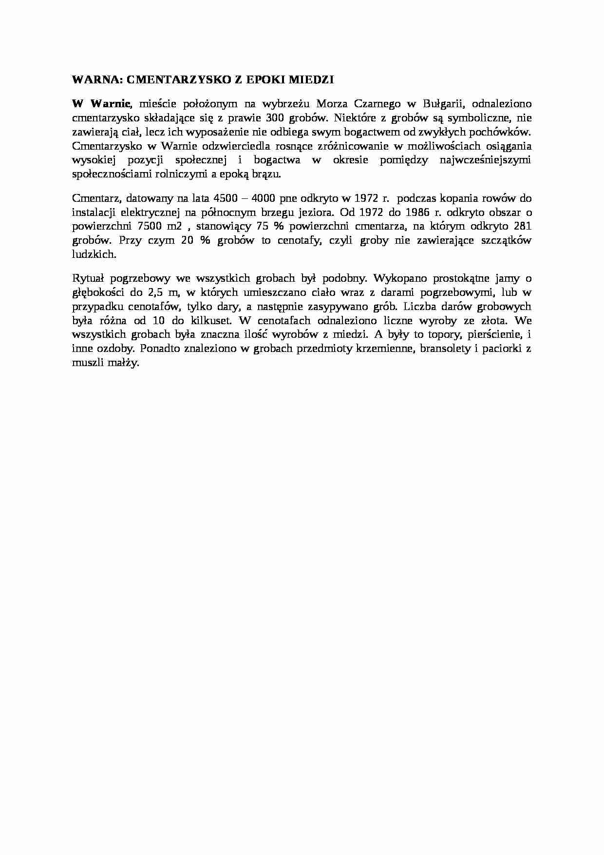 Warna - cmentarzysko z epoki miedzi - strona 1