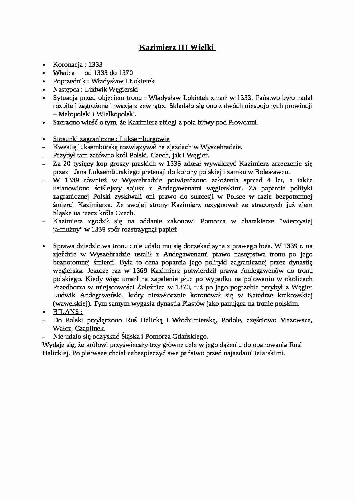 Kazimierz III Wielki - omówienie - strona 1