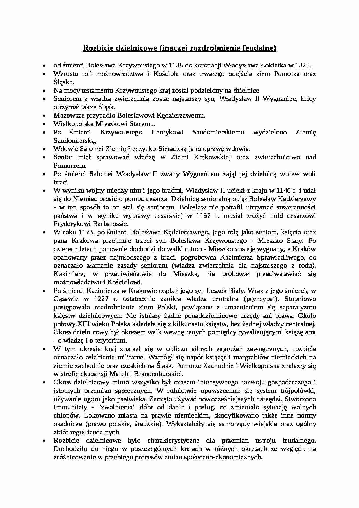 Rozbicie dzielnicowe - omówienie - strona 1