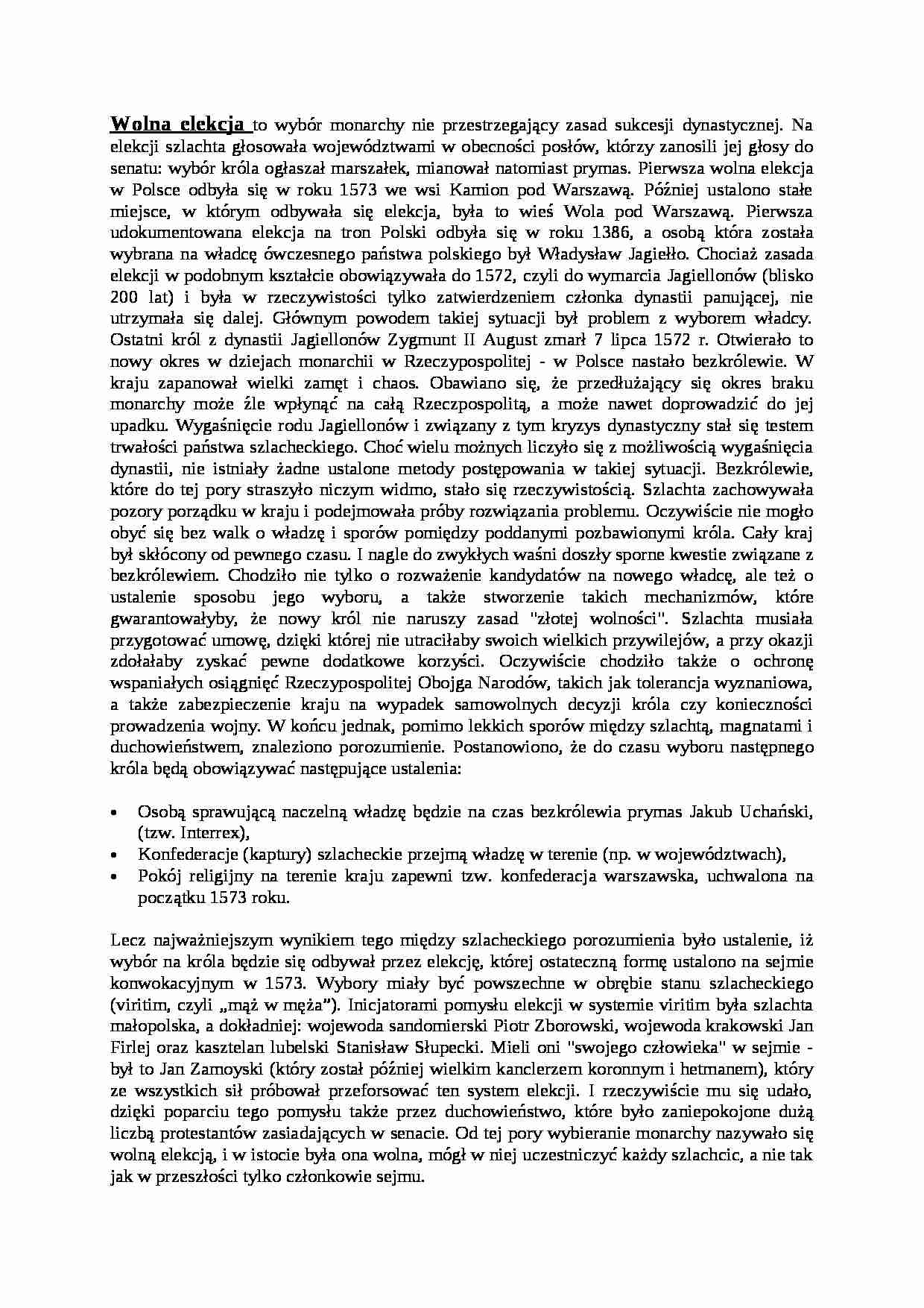 Wolna elekcja - omówienie - strona 1