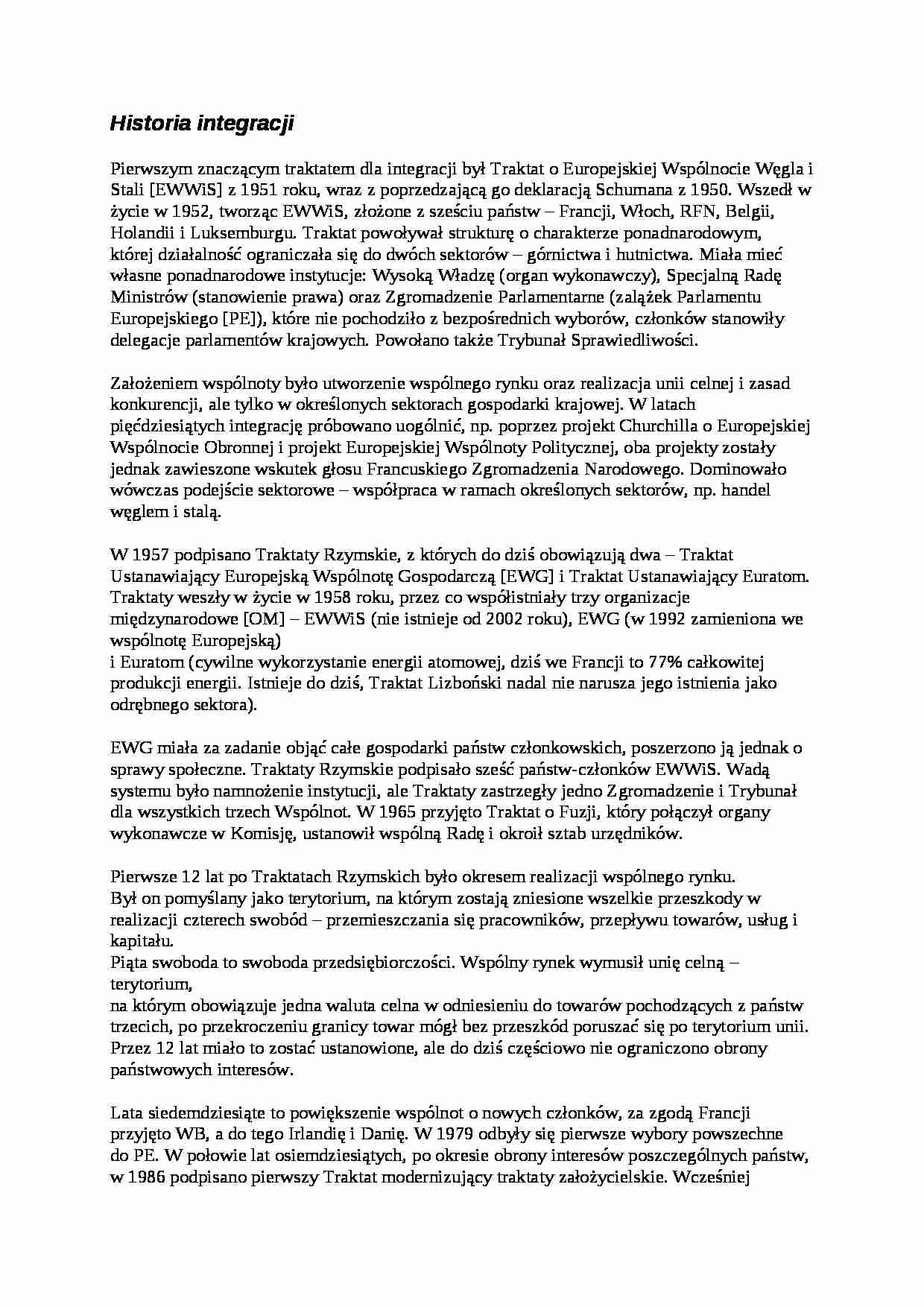 Historia integracji - omówienie - strona 1