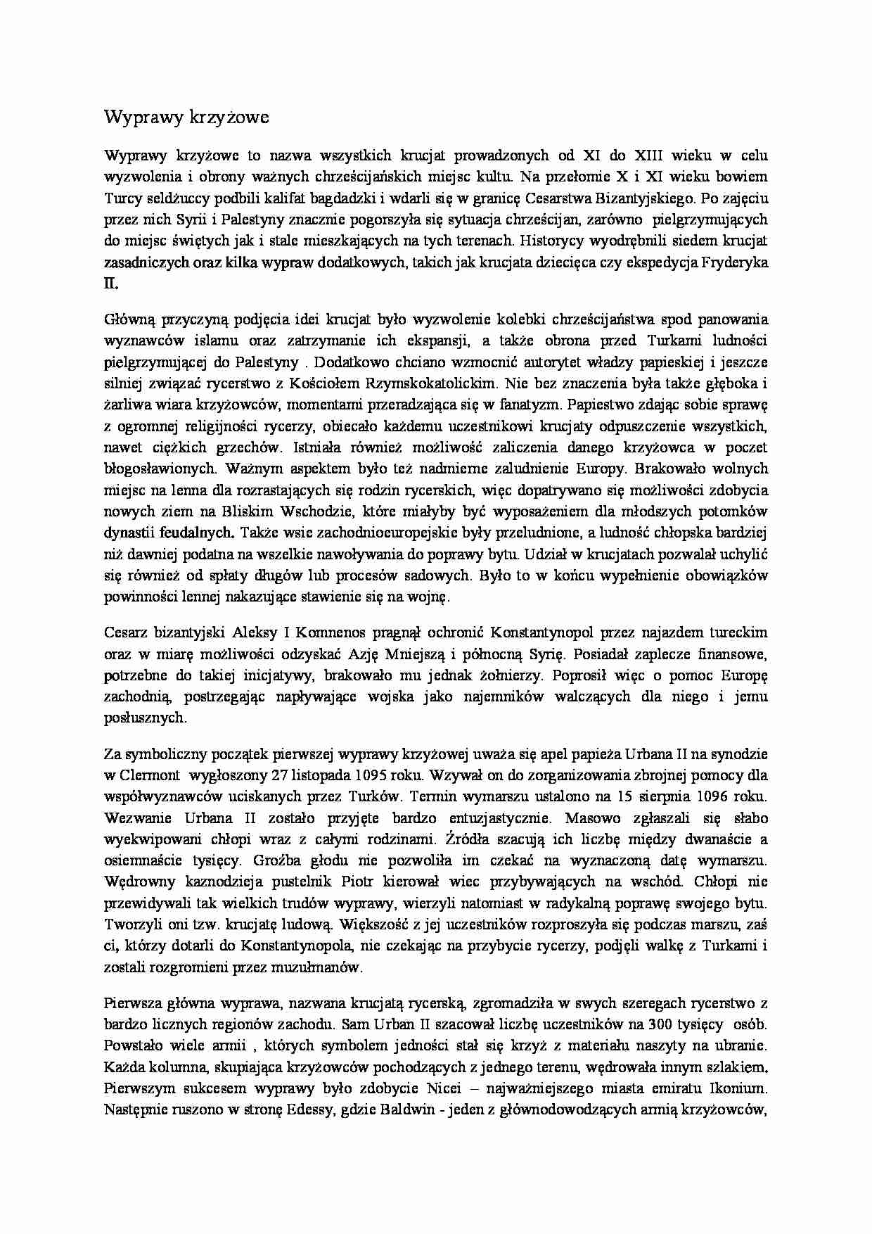 Wyprawy krzyżowe - omówienie - strona 1