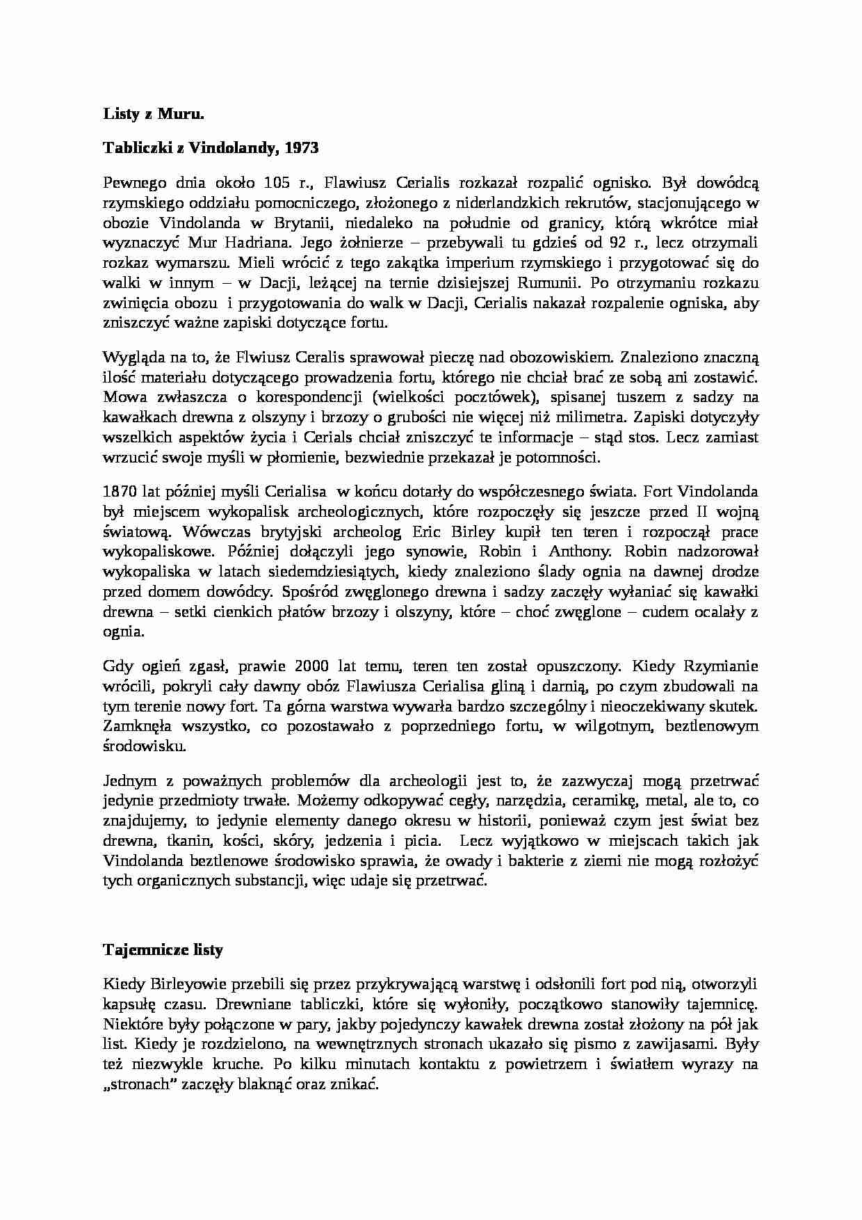 Listy z Muru - Tabliczki z Vindolandy - strona 1