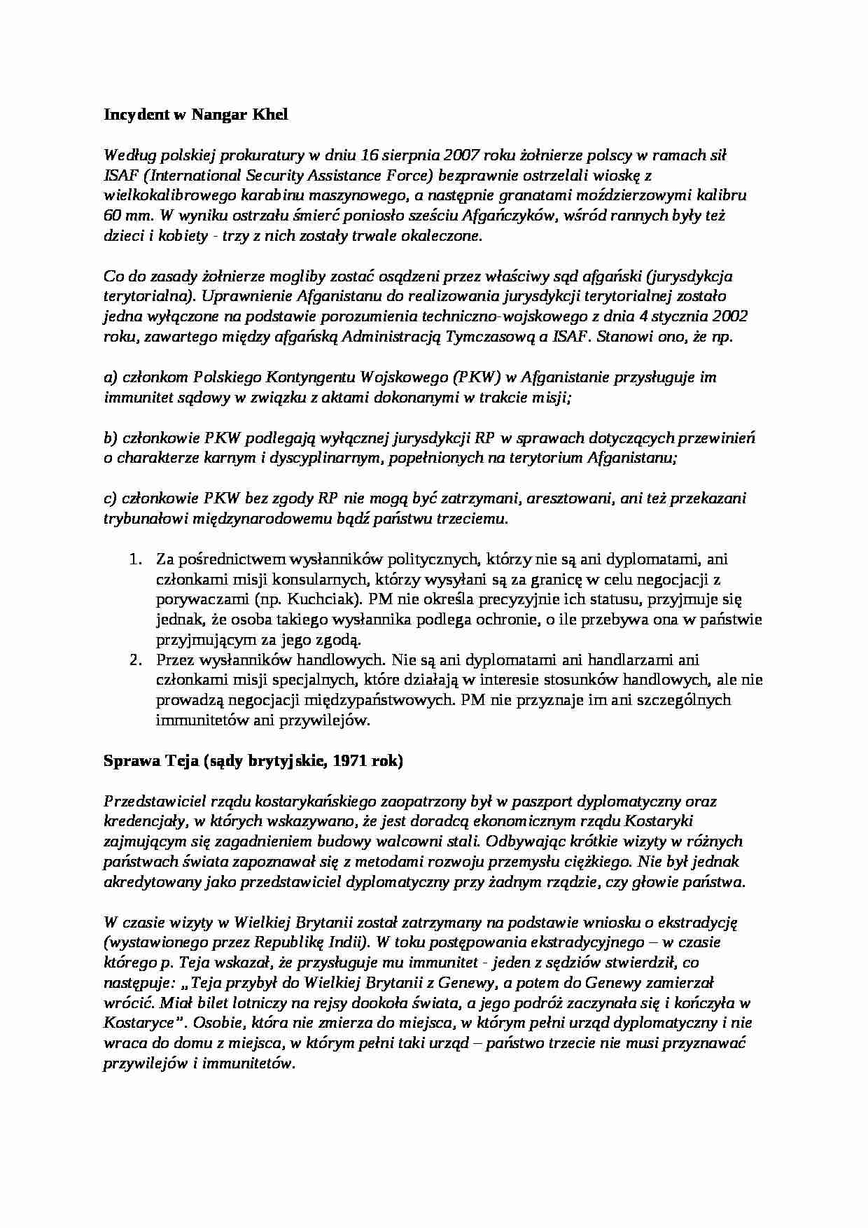 Incydent w Nangar Khel i sprawa Teja - omówienie - strona 1