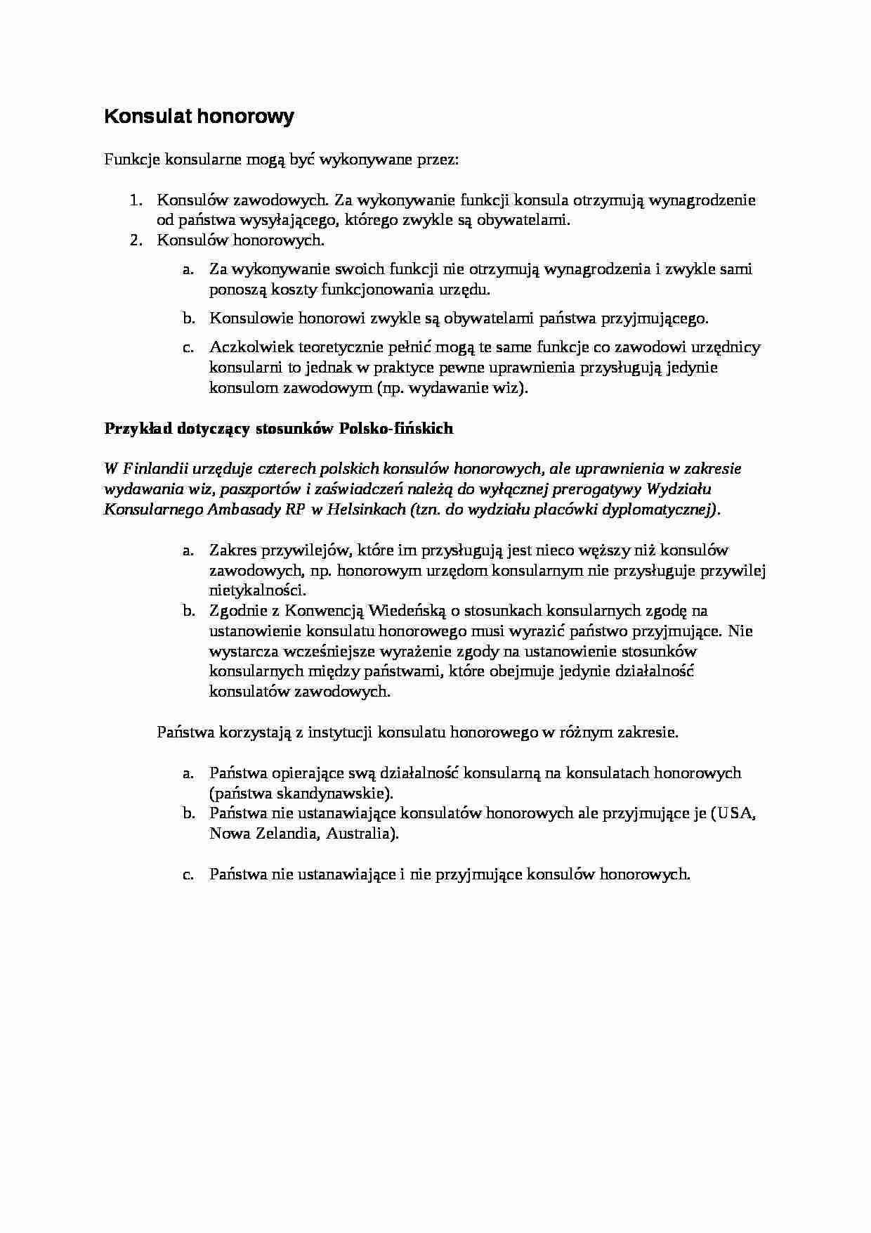 Konsulat honorowy - omówienie - strona 1
