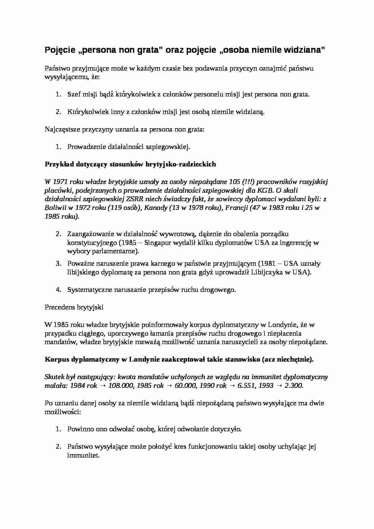 Pojęcie Persoa non grata - omówienie - strona 1