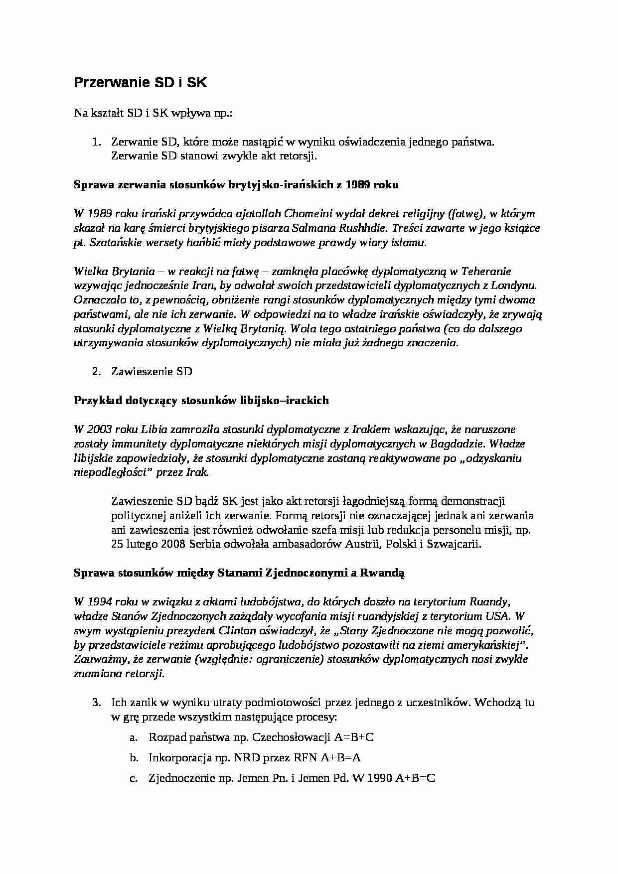 Przerwanie Stosunków dyplomatycznych i konsularnych - omówienie - strona 1