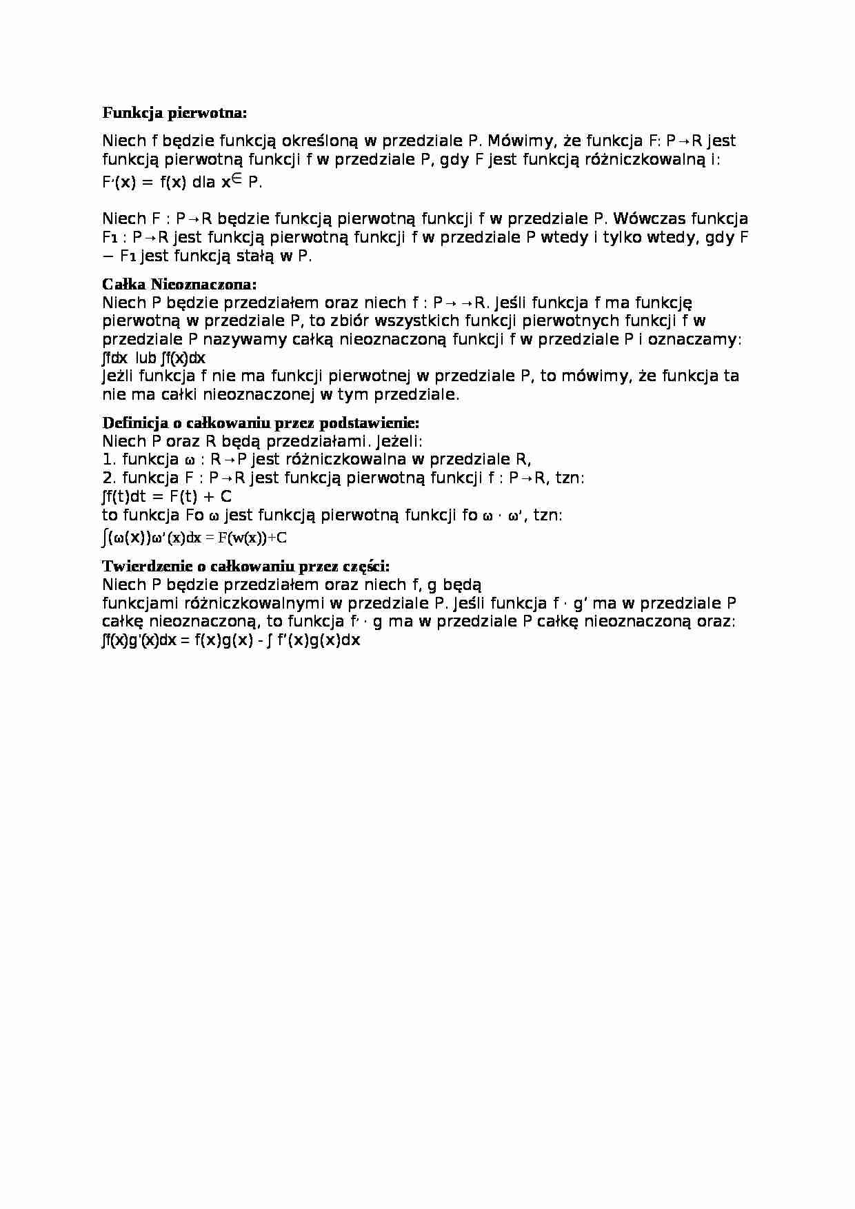 Funkcja pierwotna, całki - omówienie - strona 1
