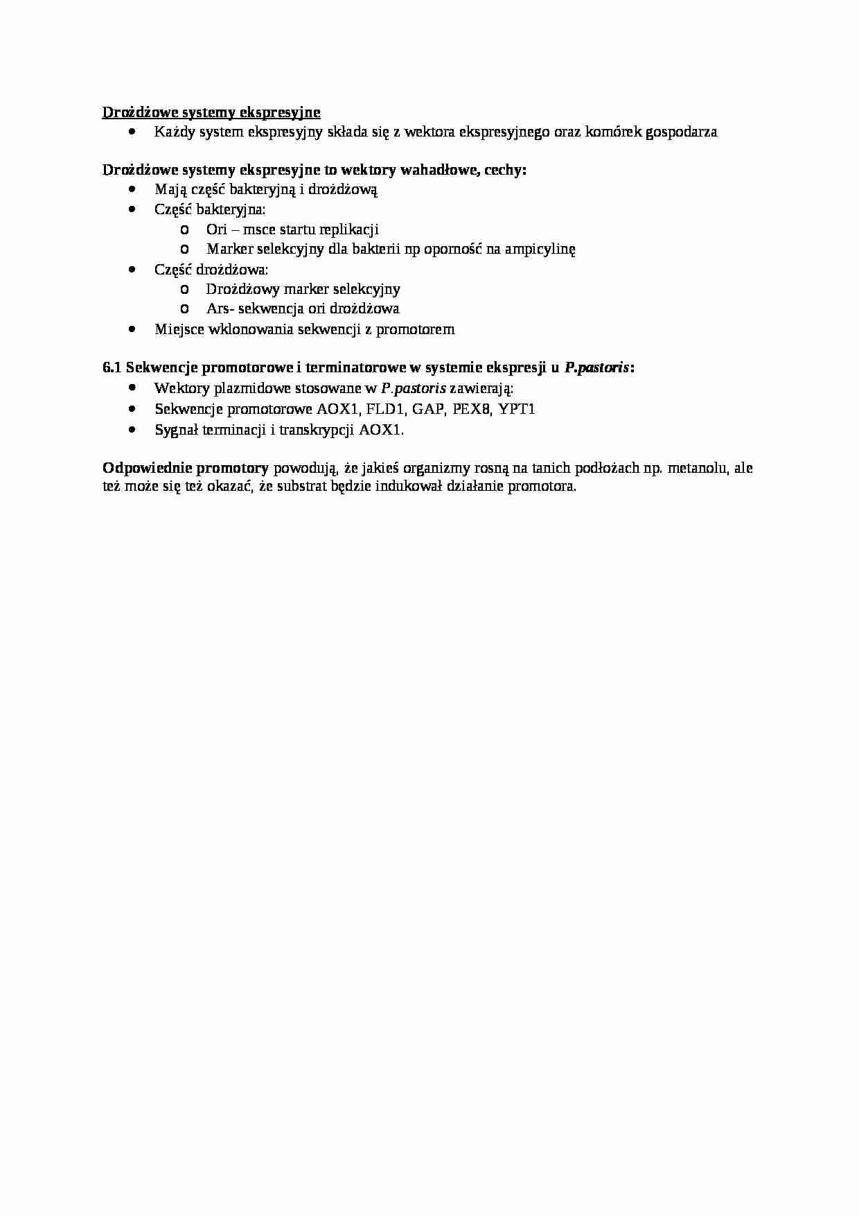 Drożdżowe systemy ekspresyjne - omówienie - strona 1