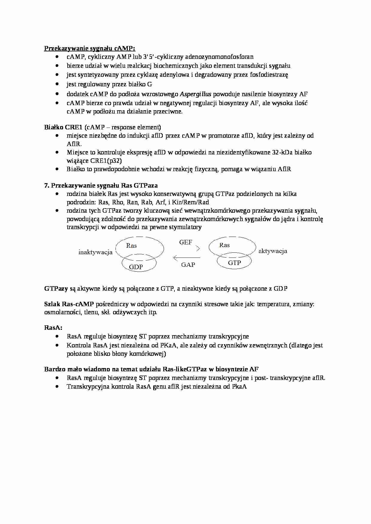 Genetyka grzybów, Przekazywanie sygnału cAMP - omówienie - strona 1