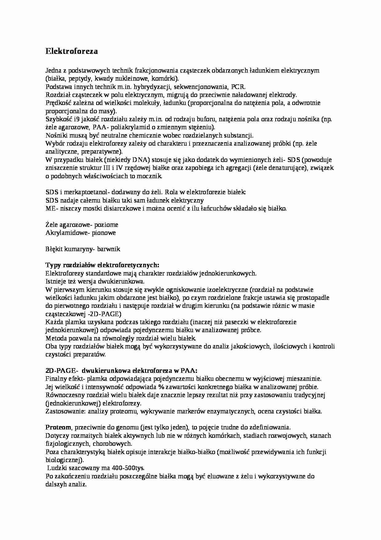  Elektroforeza - omówienie - strona 1