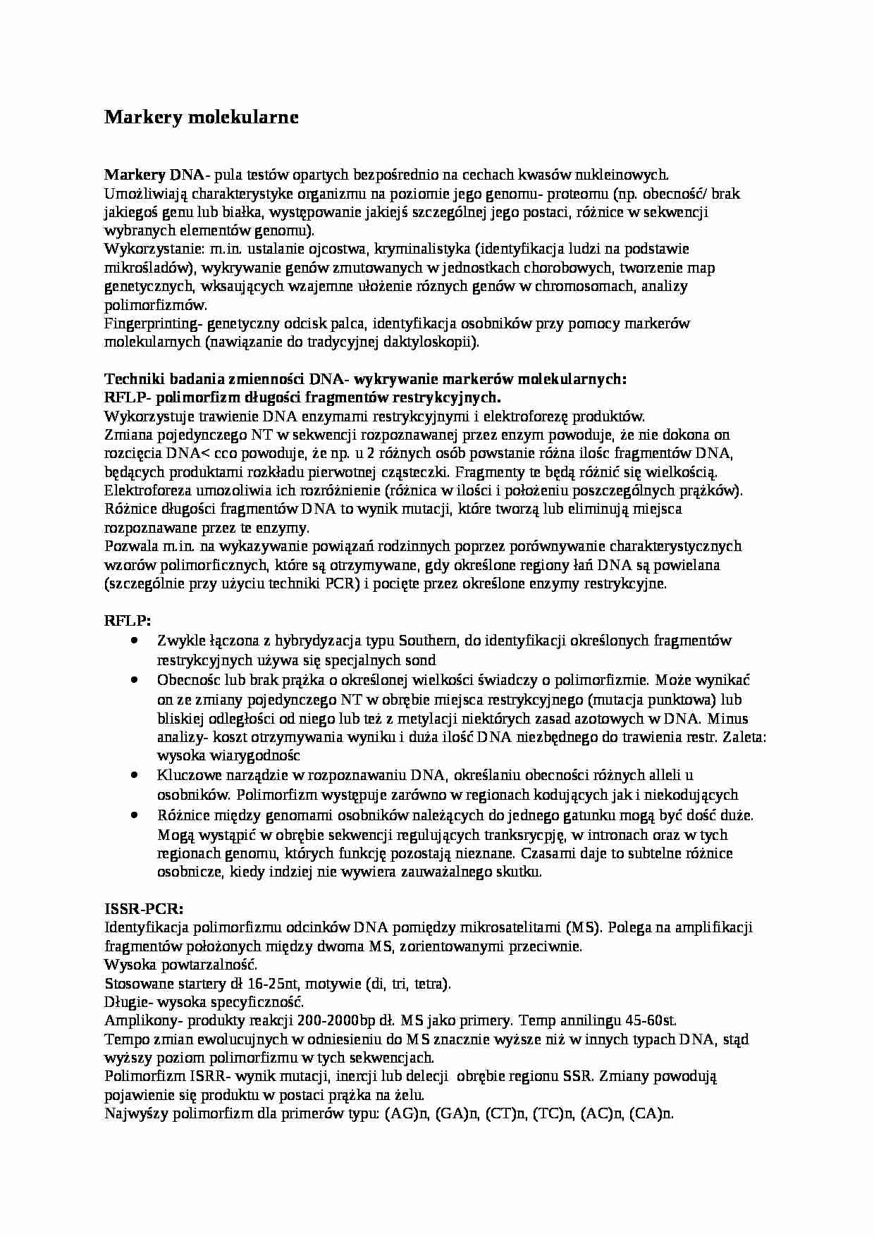  Markery molekularne - omówienie - strona 1