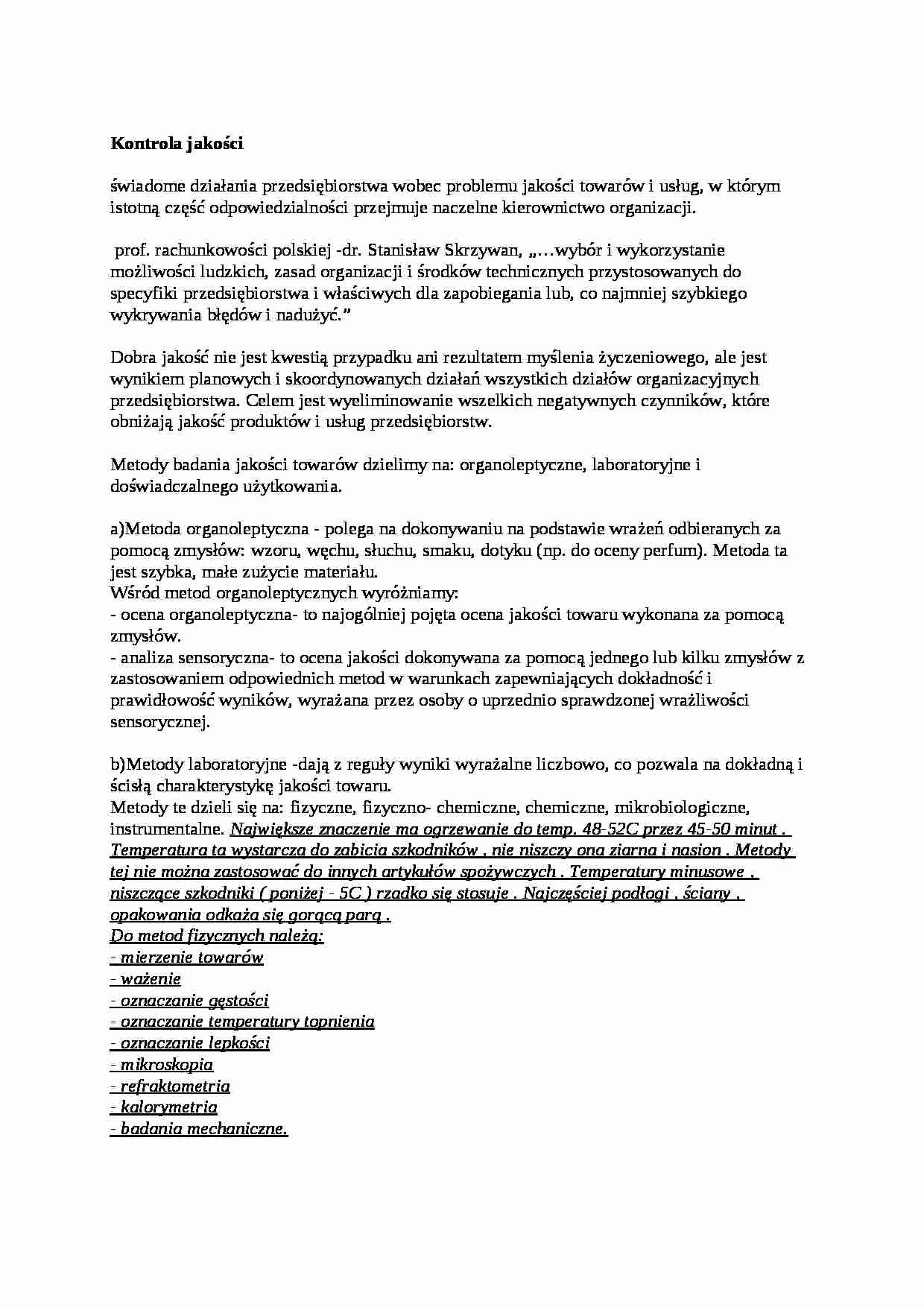 Kontrola jakości - omówienie - strona 1