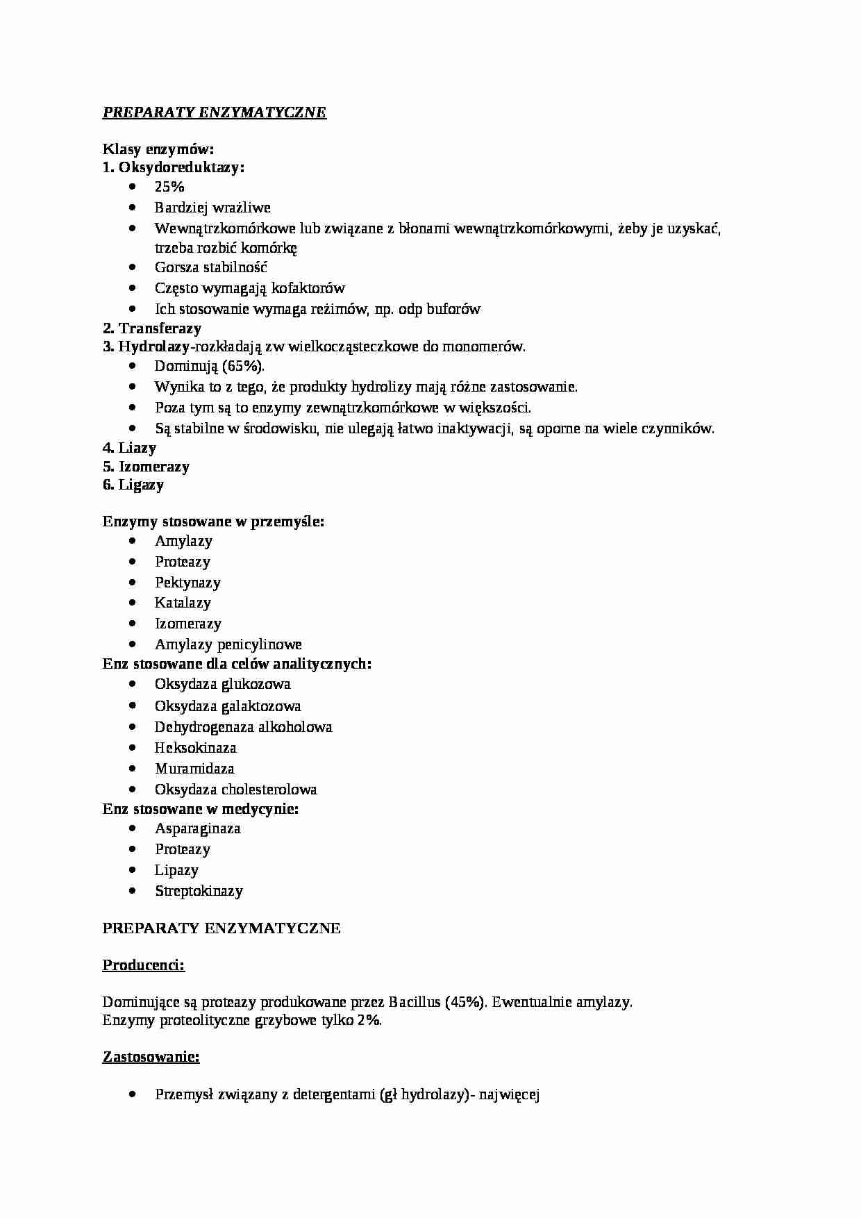  Preparaty enzymatyczne - omówienie - strona 1