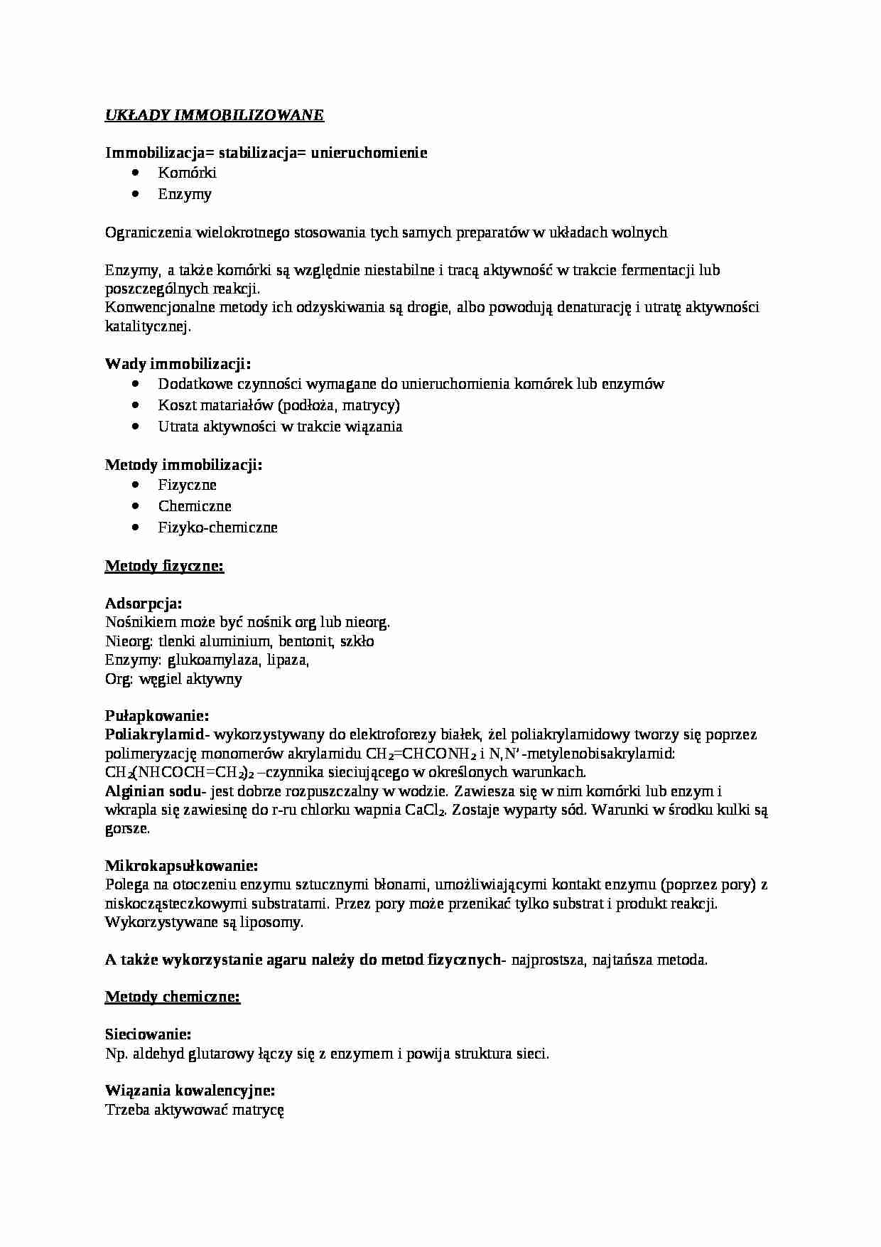 Układy immobilizowane - omówienie - strona 1