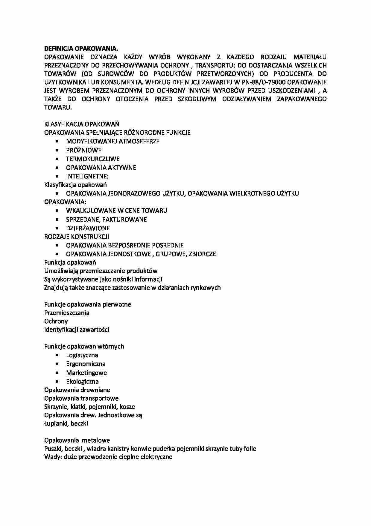 Opakowania - omówienie - rodzej i funkcje - strona 1