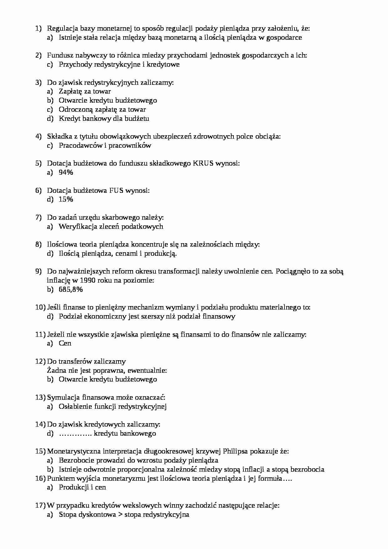 Podstawy wiedzy o finansach - zaliczenie - strona 1