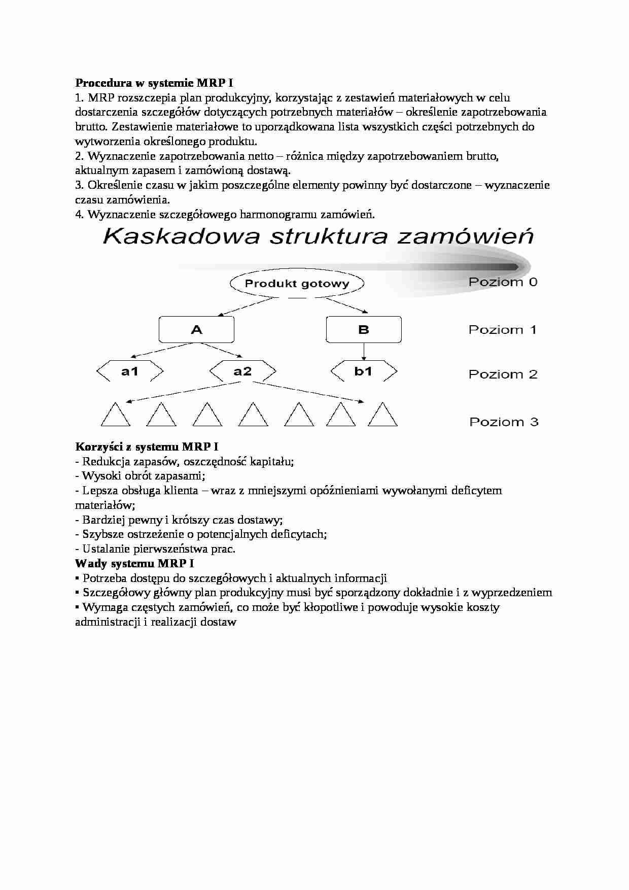Procedura w systemie MRP I - omówienie - strona 1