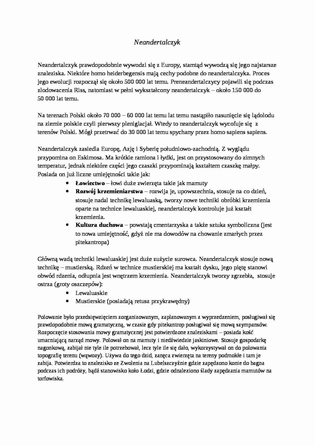 Neandertalczyk - omówienie - strona 1