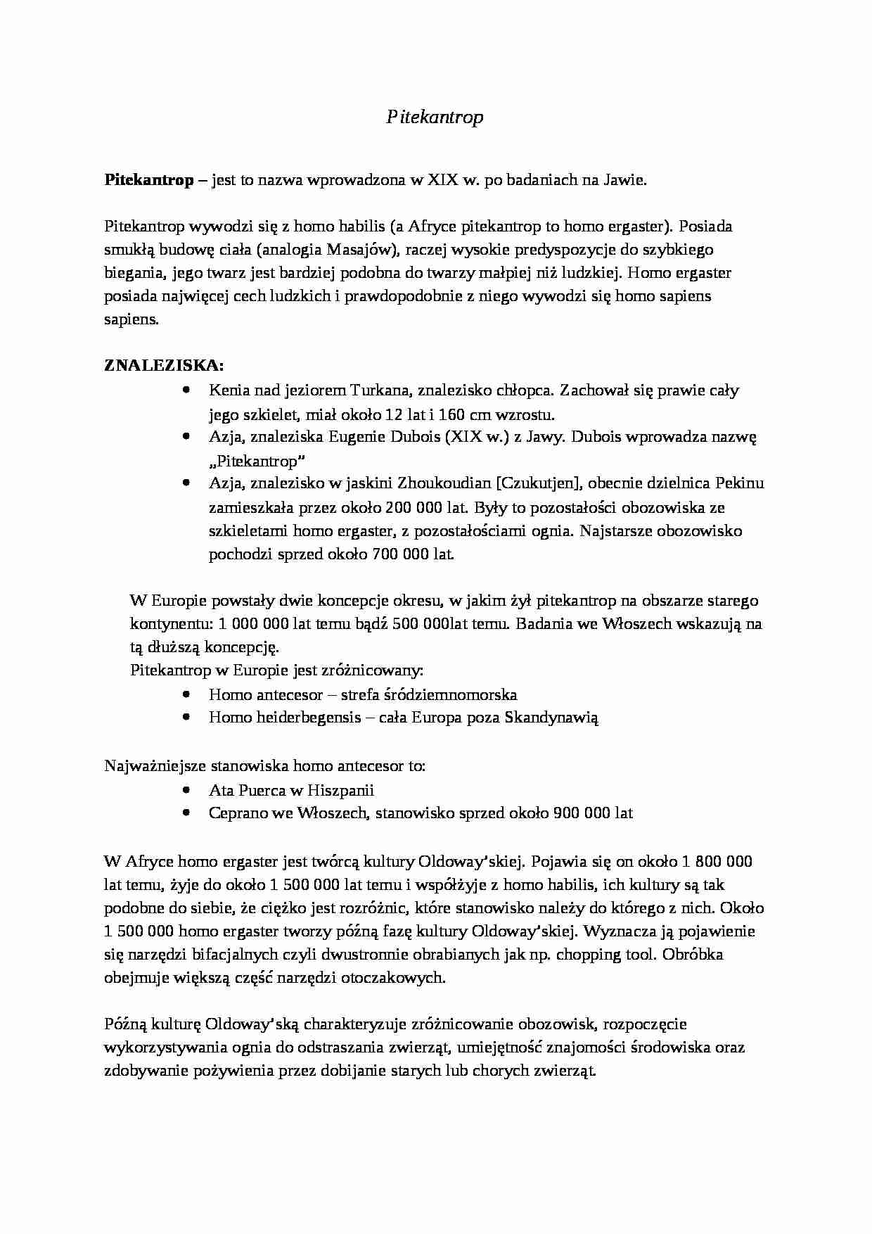 Pitekantrop - omówienie - strona 1