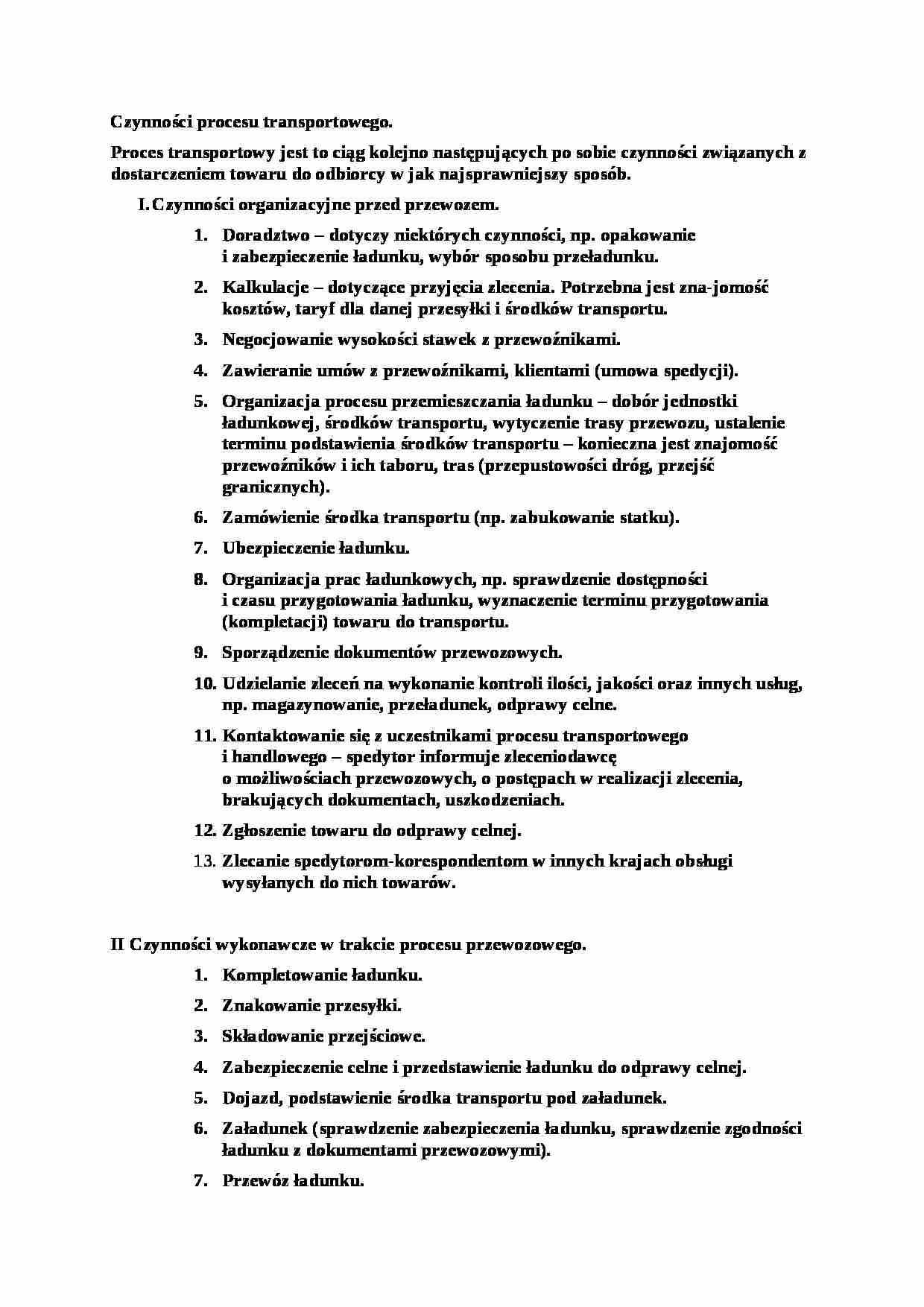  Czynności procesu transportowego - omówienie - strona 1