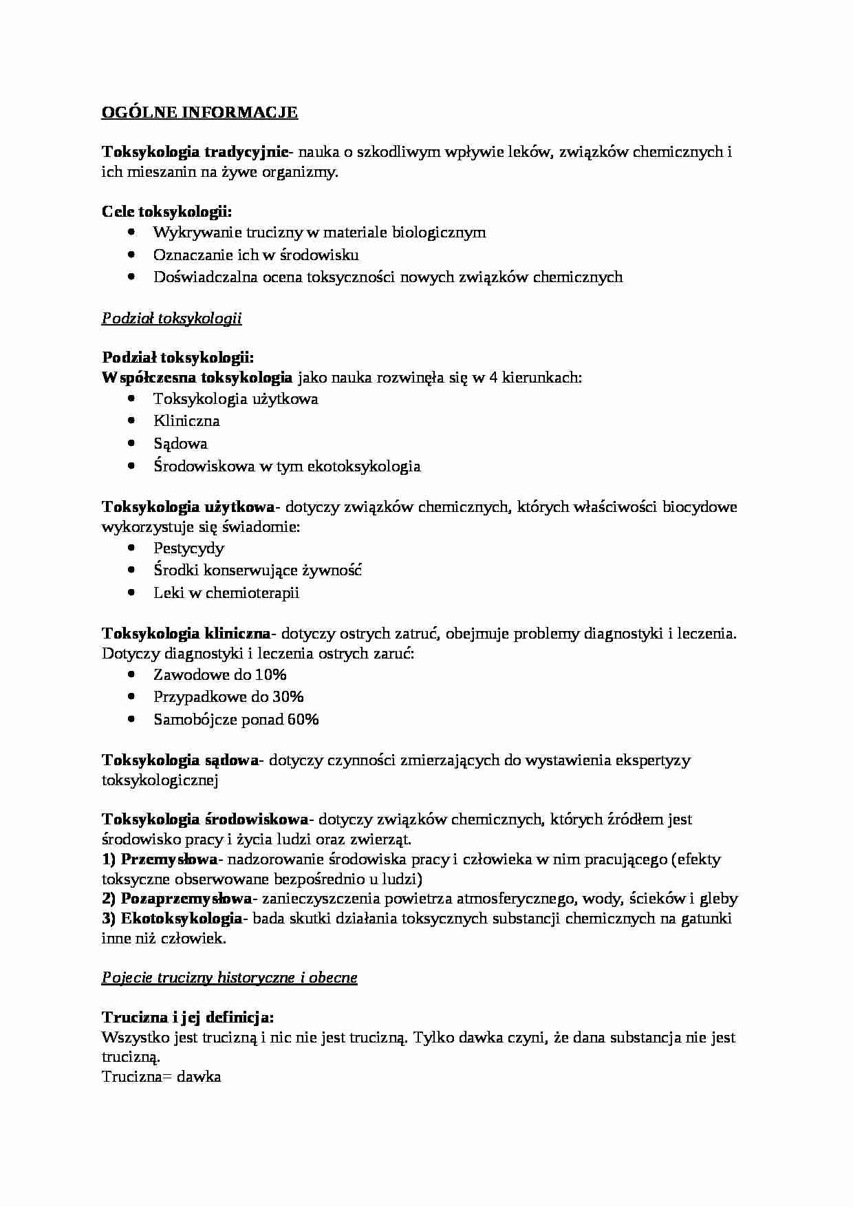  Ogólne informacje - Toksykologia z ekotoksykologią - strona 1