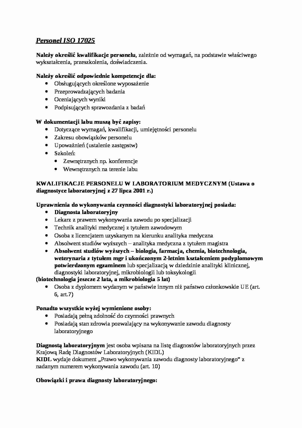 Personel ISO 17025 - omówienie - strona 1
