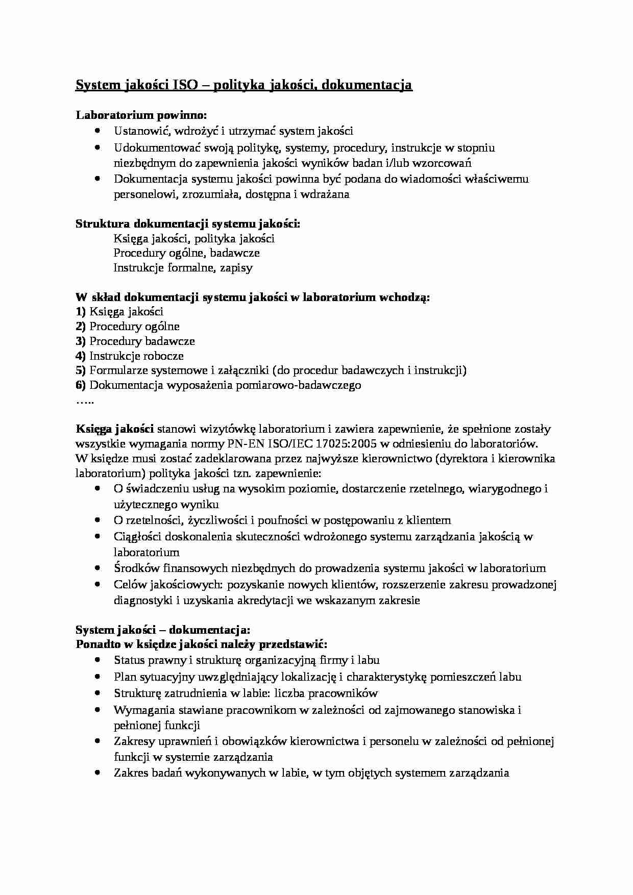 System jakości ISO - polityka jakości, dokumentacja - strona 1