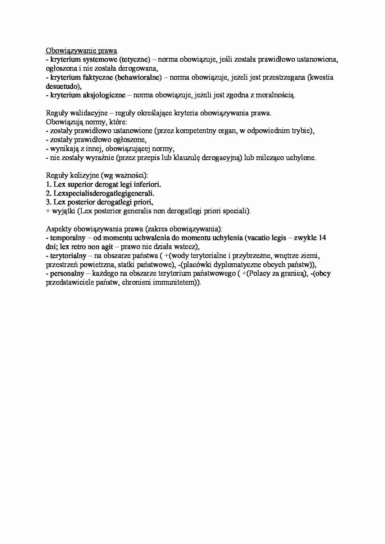 Obowiązywanie prawa - omówienie - Reguły walidacyjne - strona 1