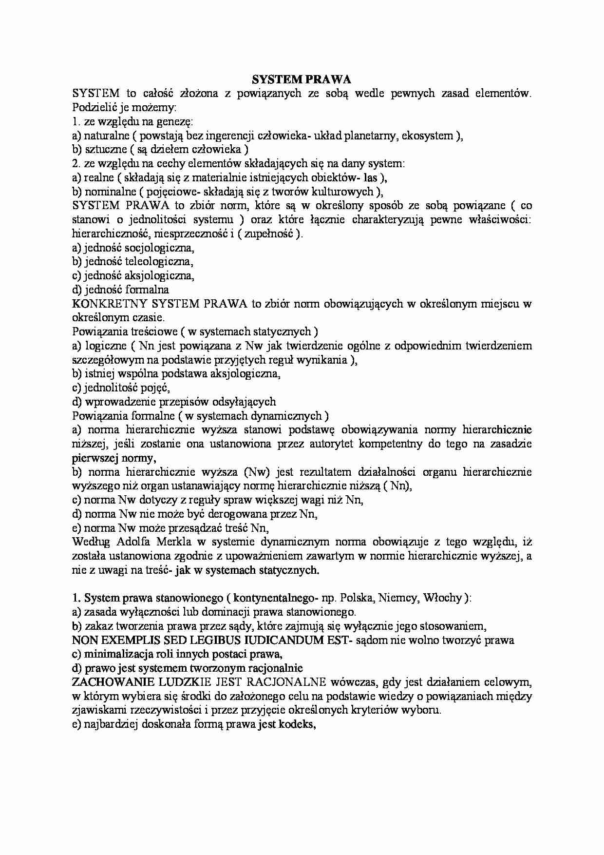 Pojęcie systemu współczesnego prawa - omówienie - strona 1