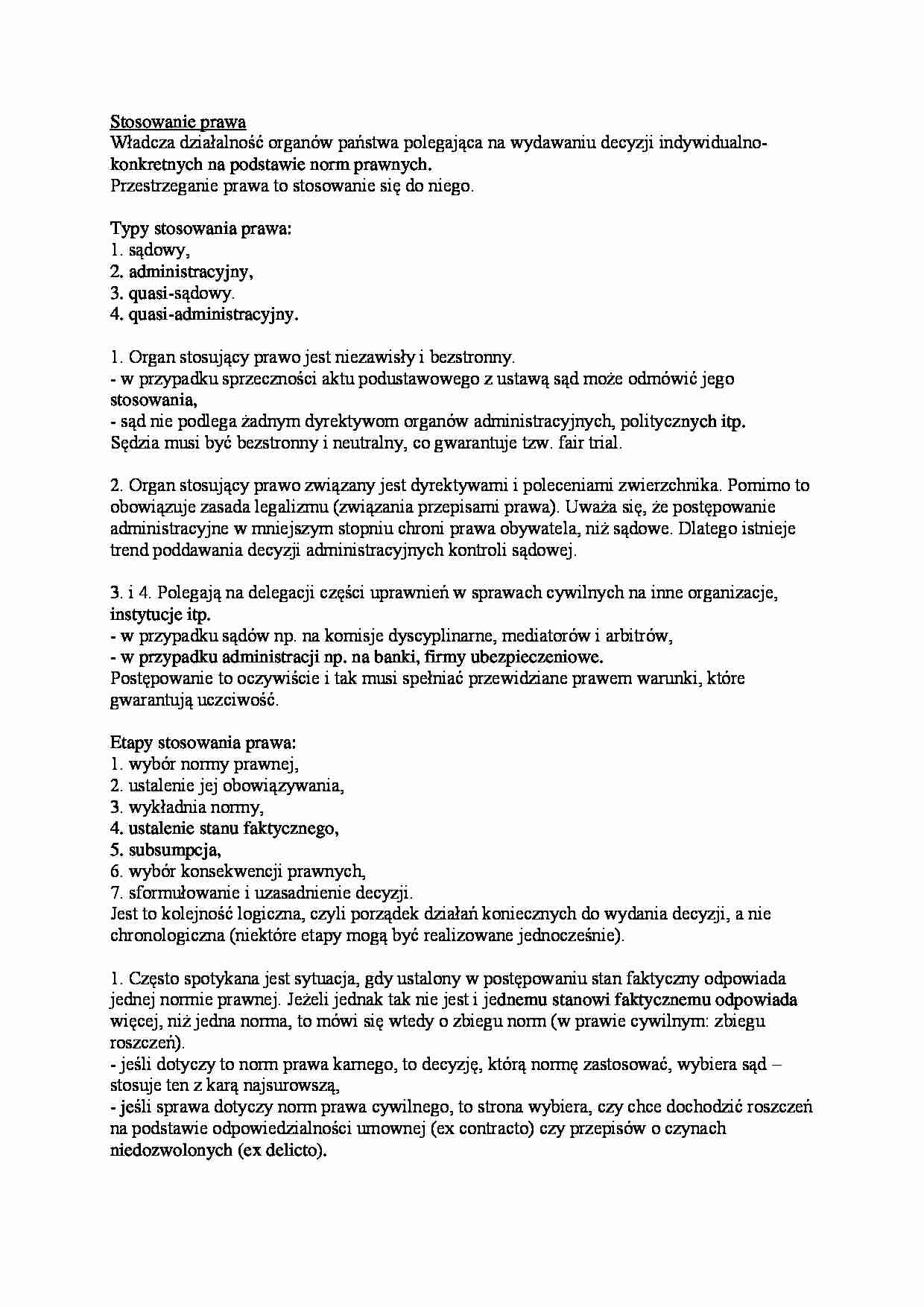 Stosowanie prawa - omówienie - strona 1