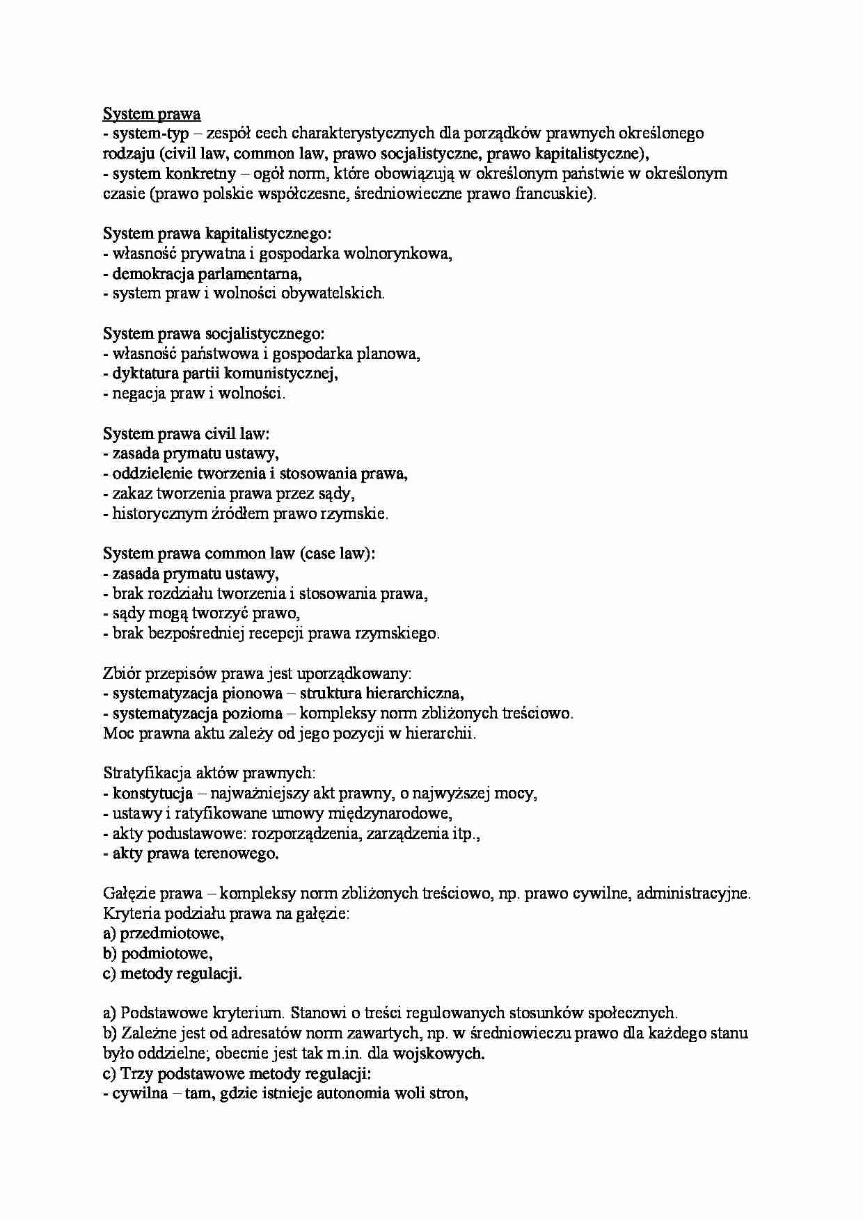 System prawa - omówienie - strona 1