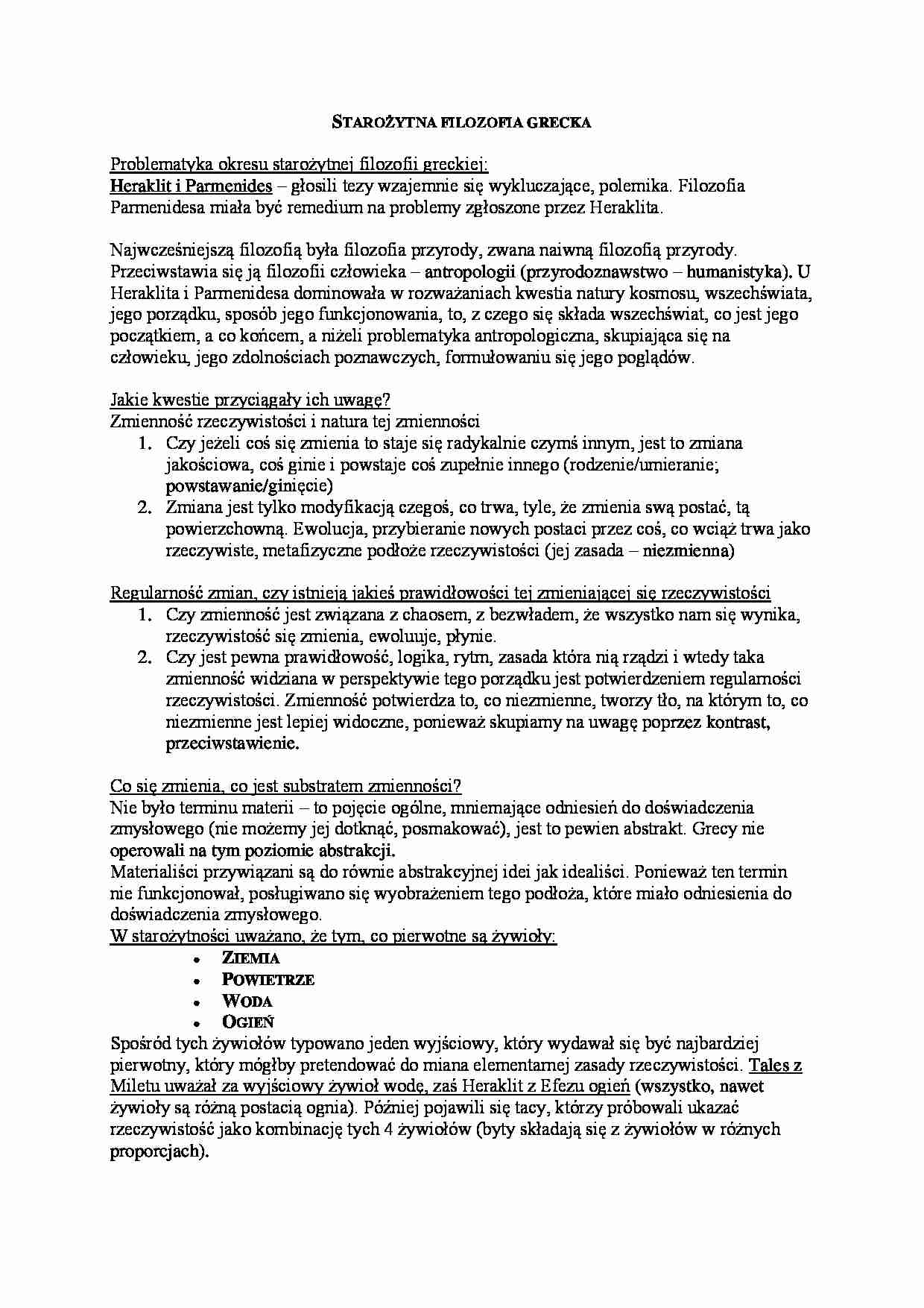  Starożytna filozofia grecka - omówienie - strona 1