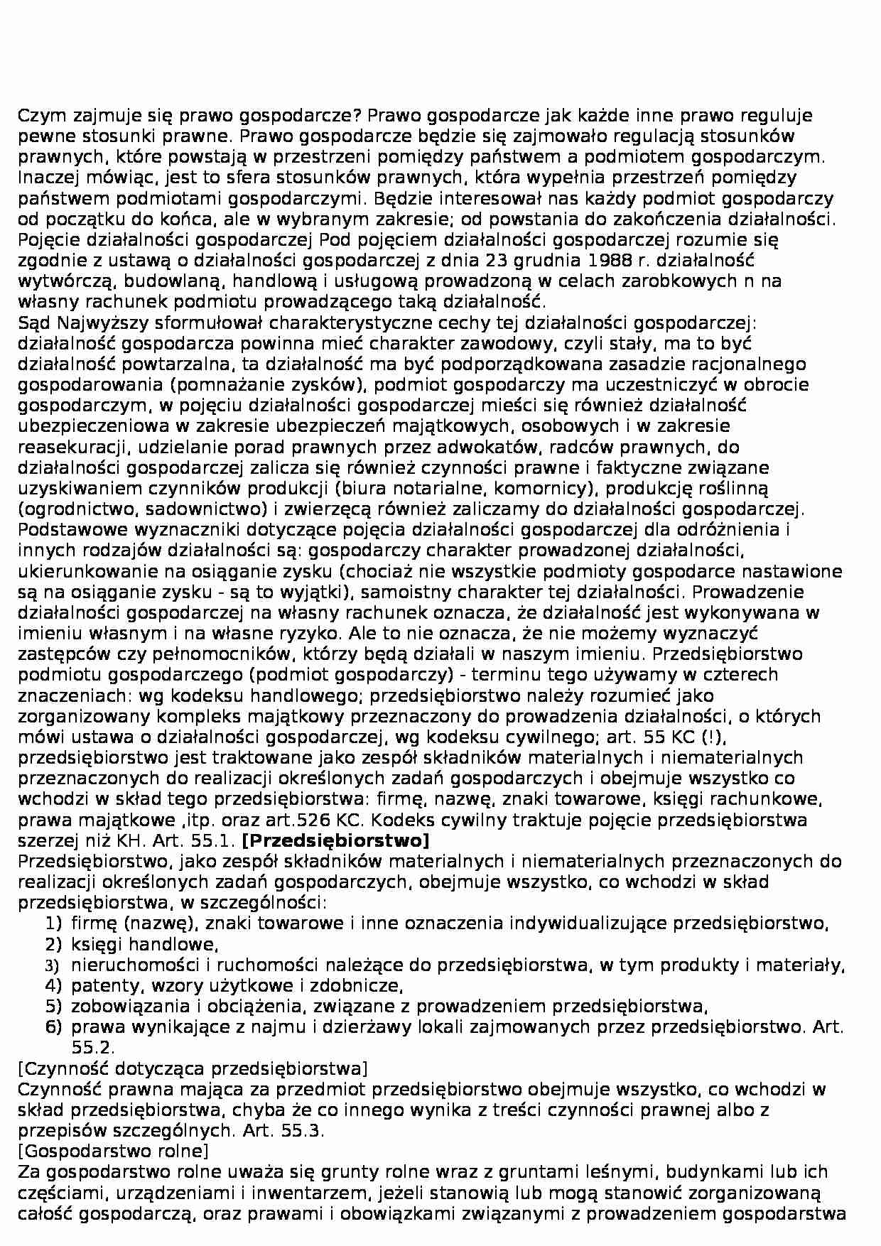 prawo gospodarcze - podstawowe zagadnienia - strona 1