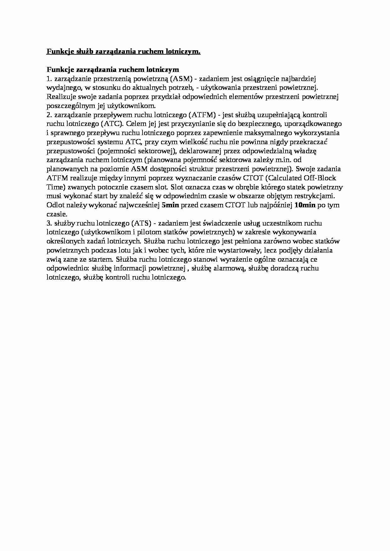 Funkcje służb zarządzania ruchem lotniczym - strona 1