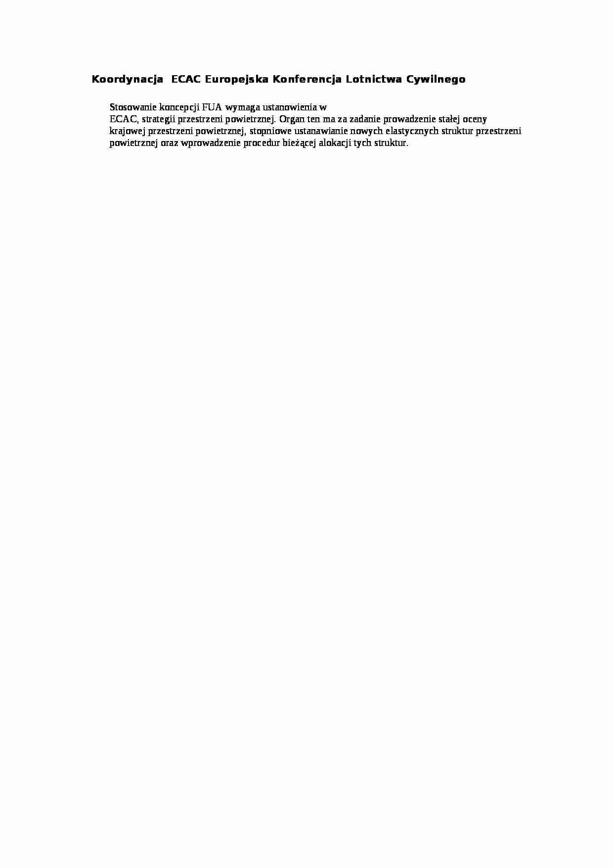 Koordynacja  ECAC Europejska Konferencja Lotnictwa Cywilnego - strona 1