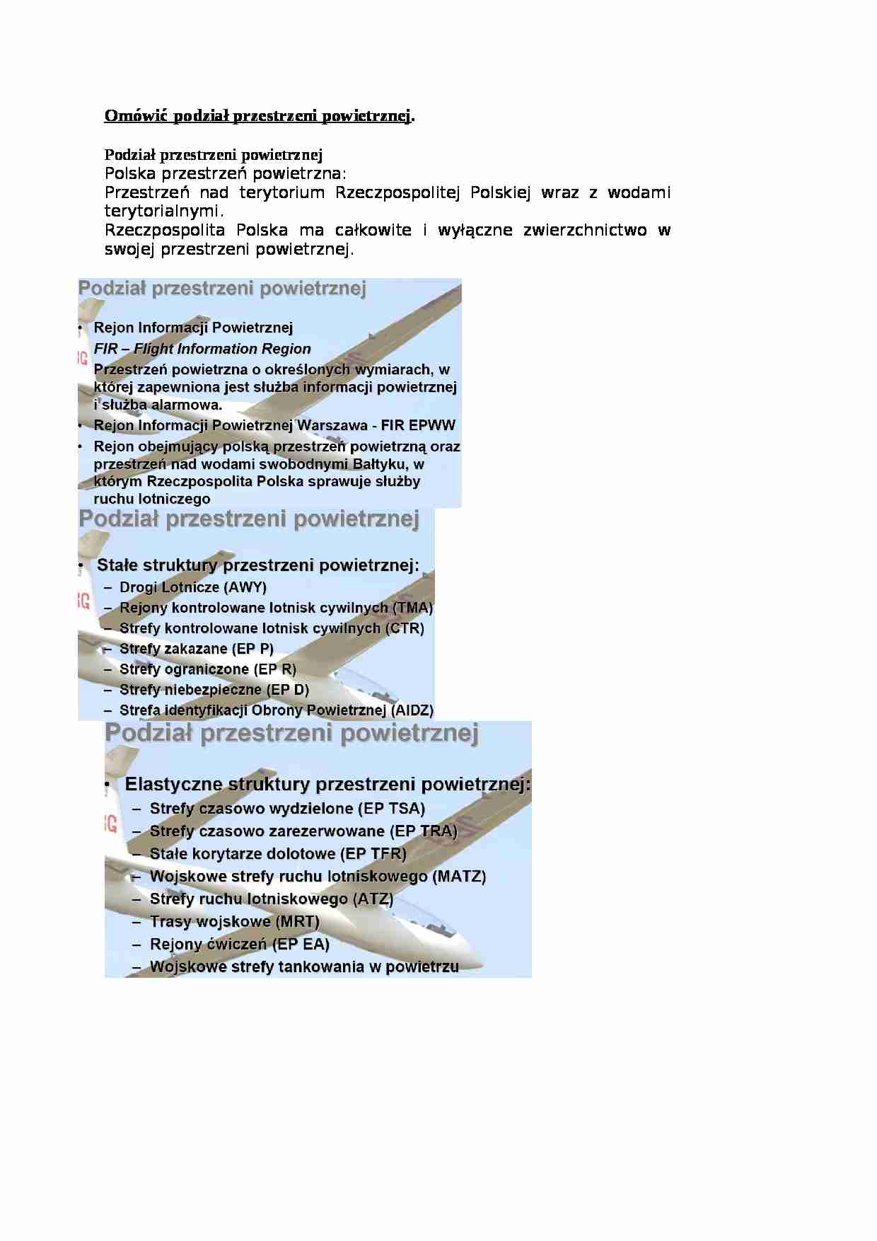 Omówił podział przestrzeni powietrznej - strona 1