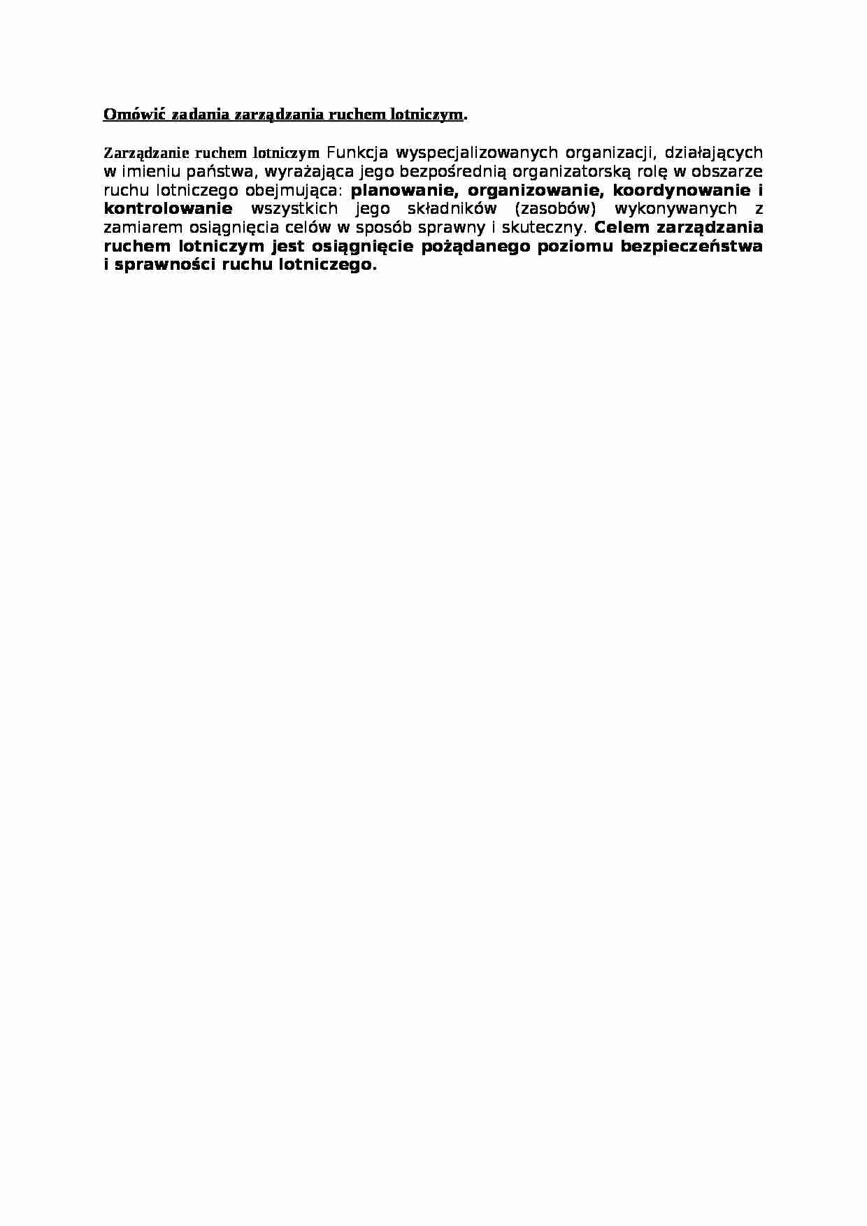 Omówić zadania zarządzania ruchem lotniczym - strona 1