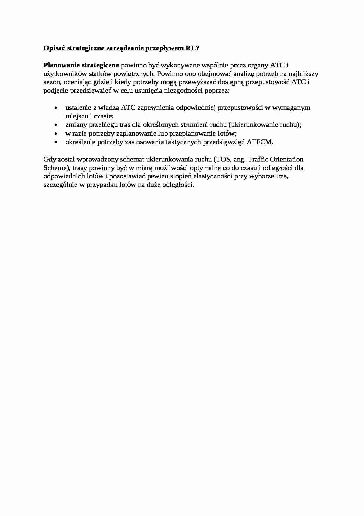 Opisać strategiczne zarządzanie przepływem RL - strona 1
