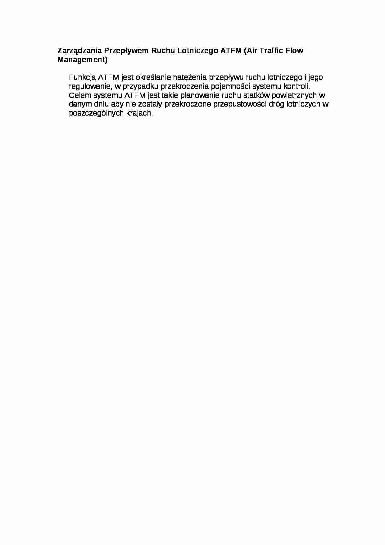 Zarządzania Przepływem Ruchu Lotniczego ATFM - strona 1