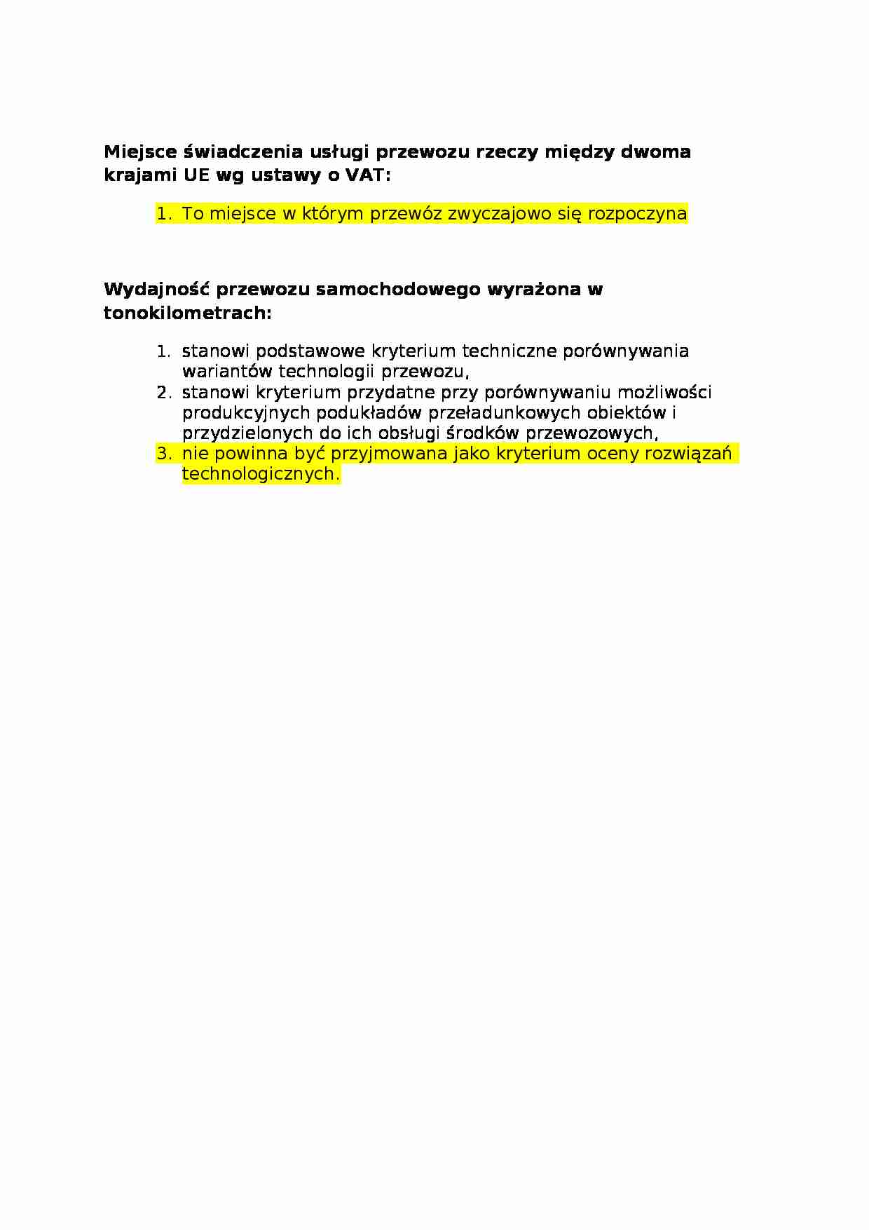 Technologia i organizacja przewozów samochodowych - test 20 - strona 1