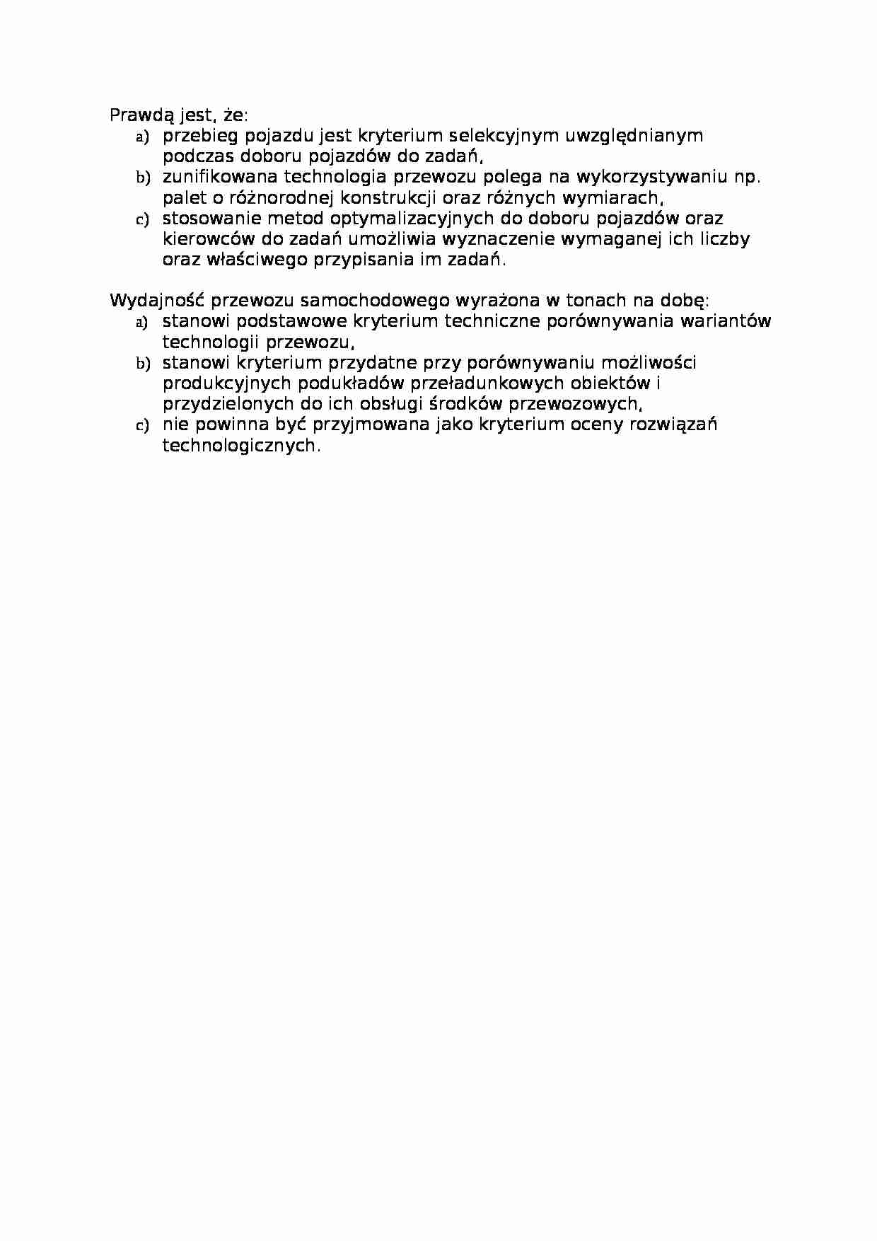 Technologia i organizacja przewozów samochodowych - test 24 - strona 1