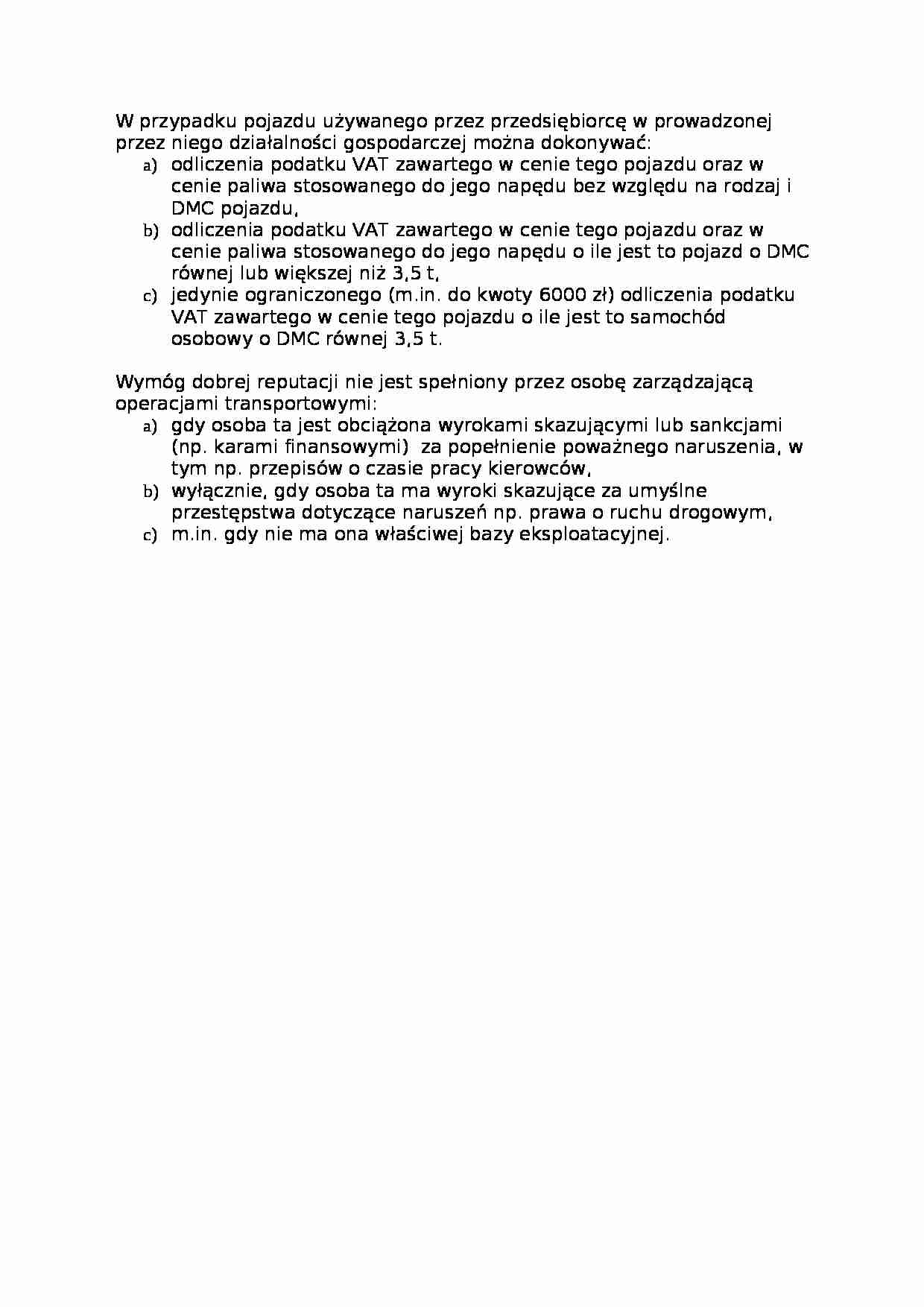 Technologia i organizacja przewozów samochodowych - test 25 - strona 1