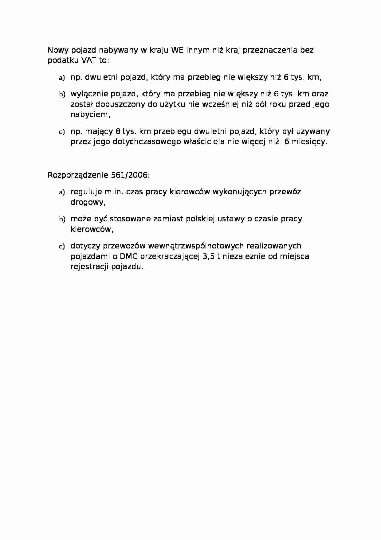 Technologia i organizacja przewozów samochodowych - test 31 - strona 1