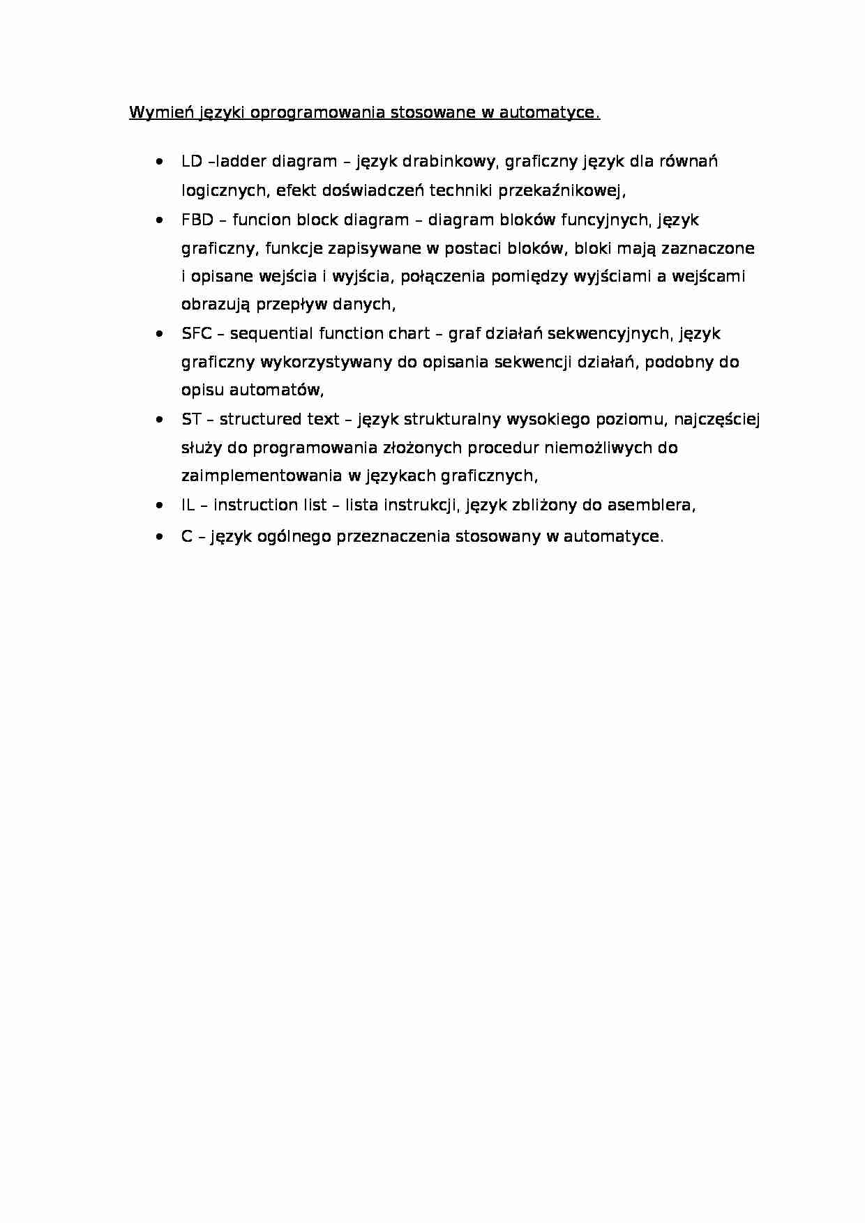 Języki oprogramowania stosowane w automatyce - strona 1