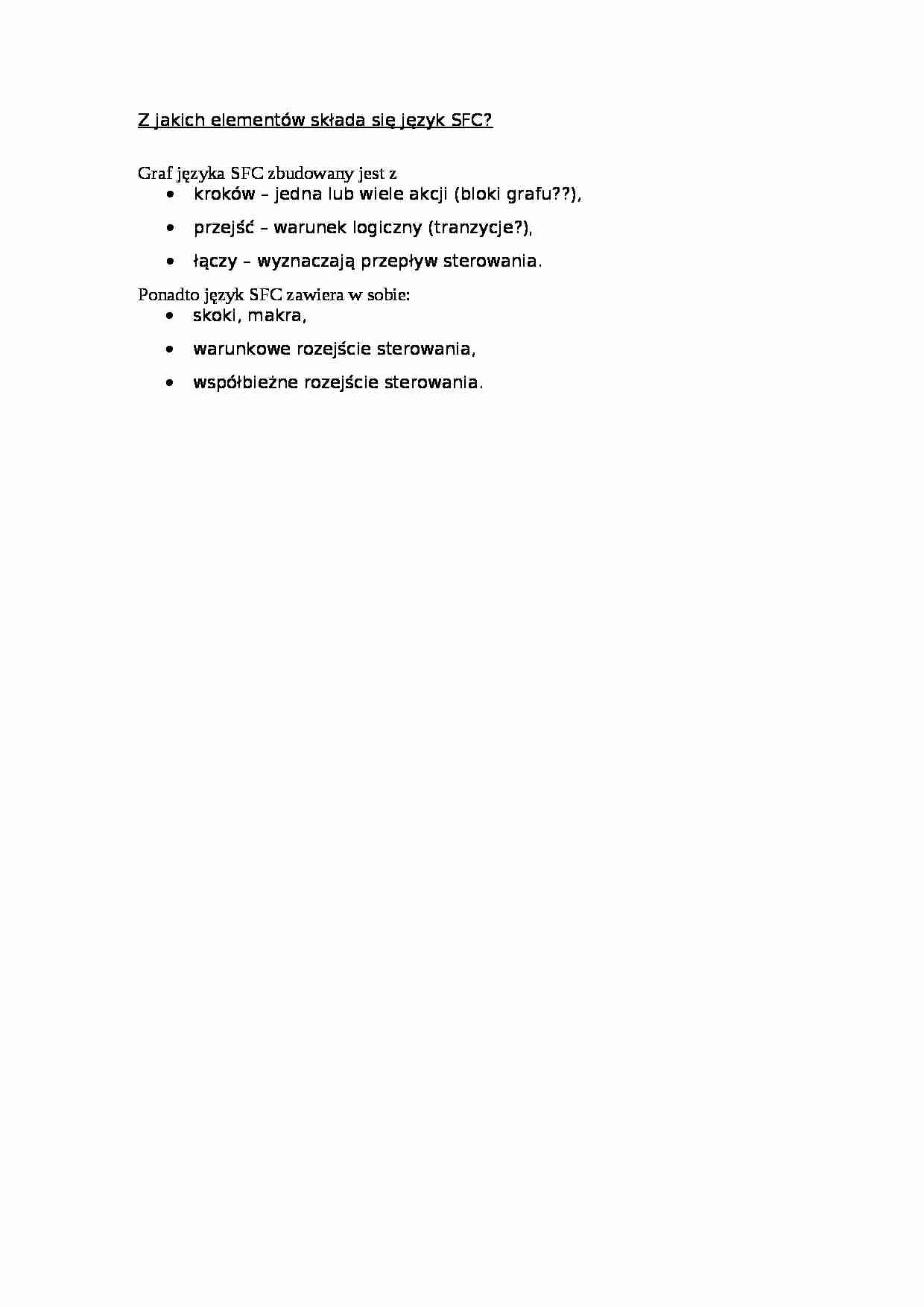Z jakich elementów składa się język SFC - strona 1